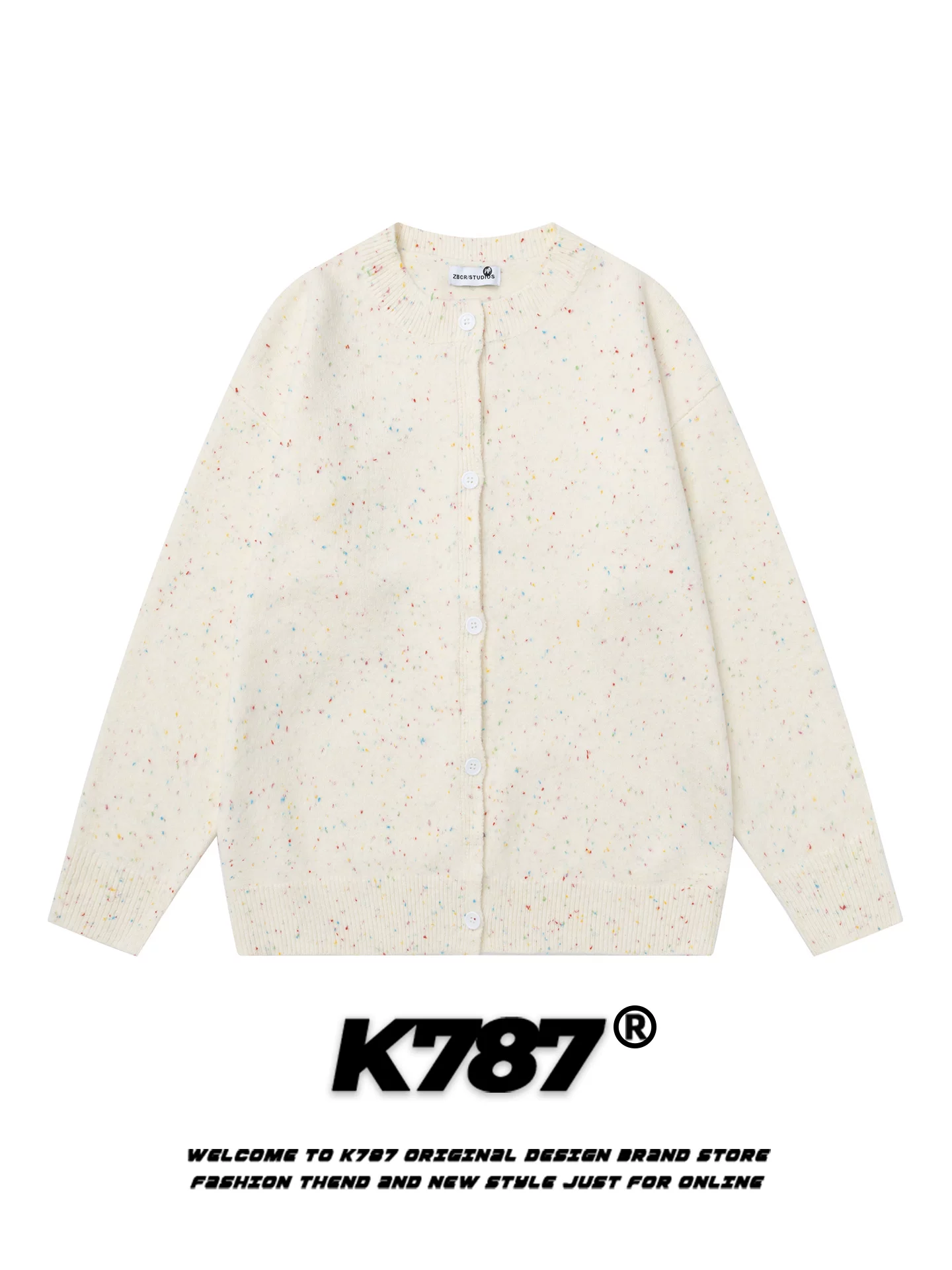 Áo len cardigan kiểu Mỹ cổ điển K787 dành cho nữ, dáng rộng, phong cách ngọt ngào kiểu học sinh, chất liệu dệt hoa ba chiều cho mùa thu.