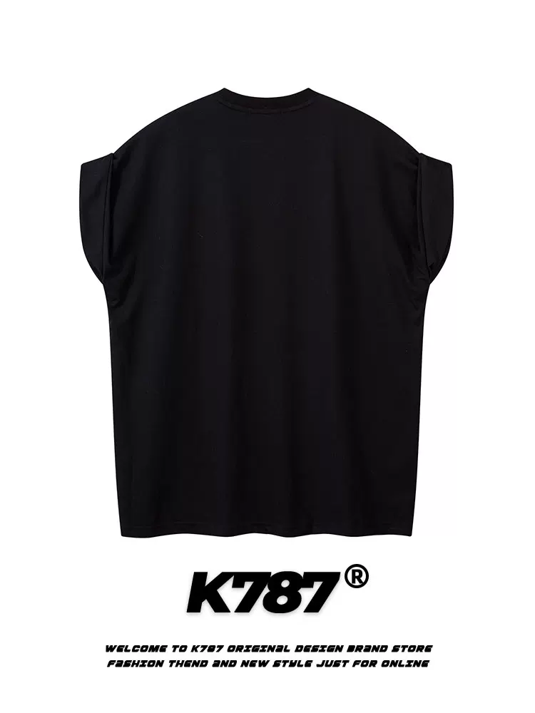 Áo ba lỗ thể thao cổ điển Mỹ K787, kiểu dáng unisex, tay raglan, phong cách đường phố hip-hop, áo cặp, áo thun