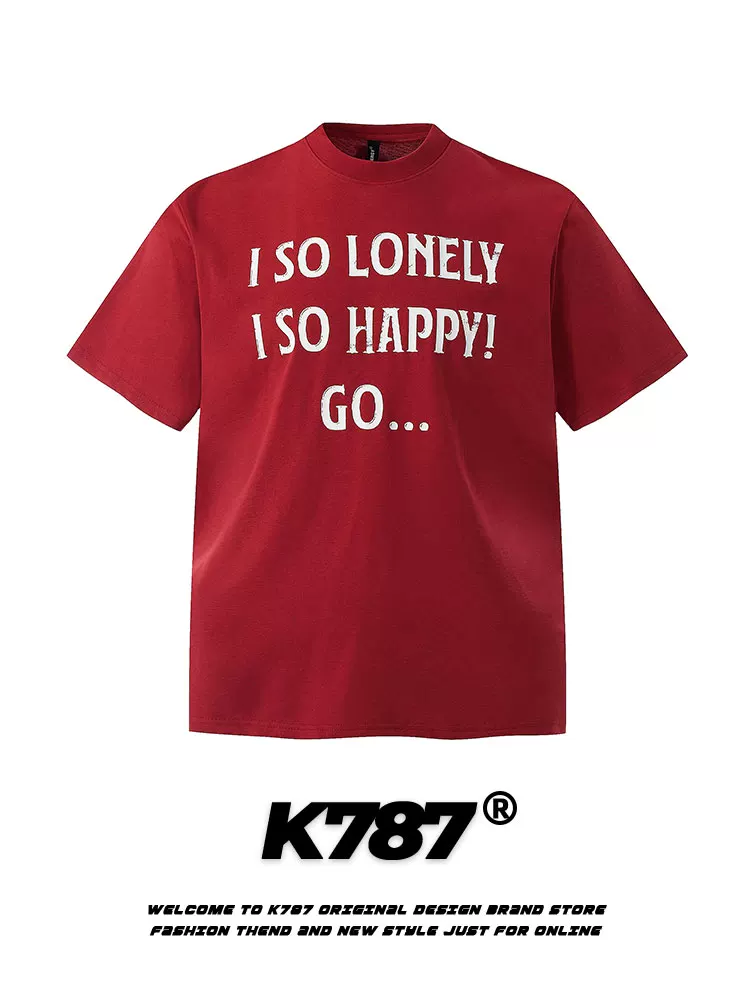 K787 Áo thun ngắn tay kiểu dáng cổ điển kiểu Mỹ cleanfit unisex đường phố giản dị đa năng áo thun ngắn tay vừa vặn