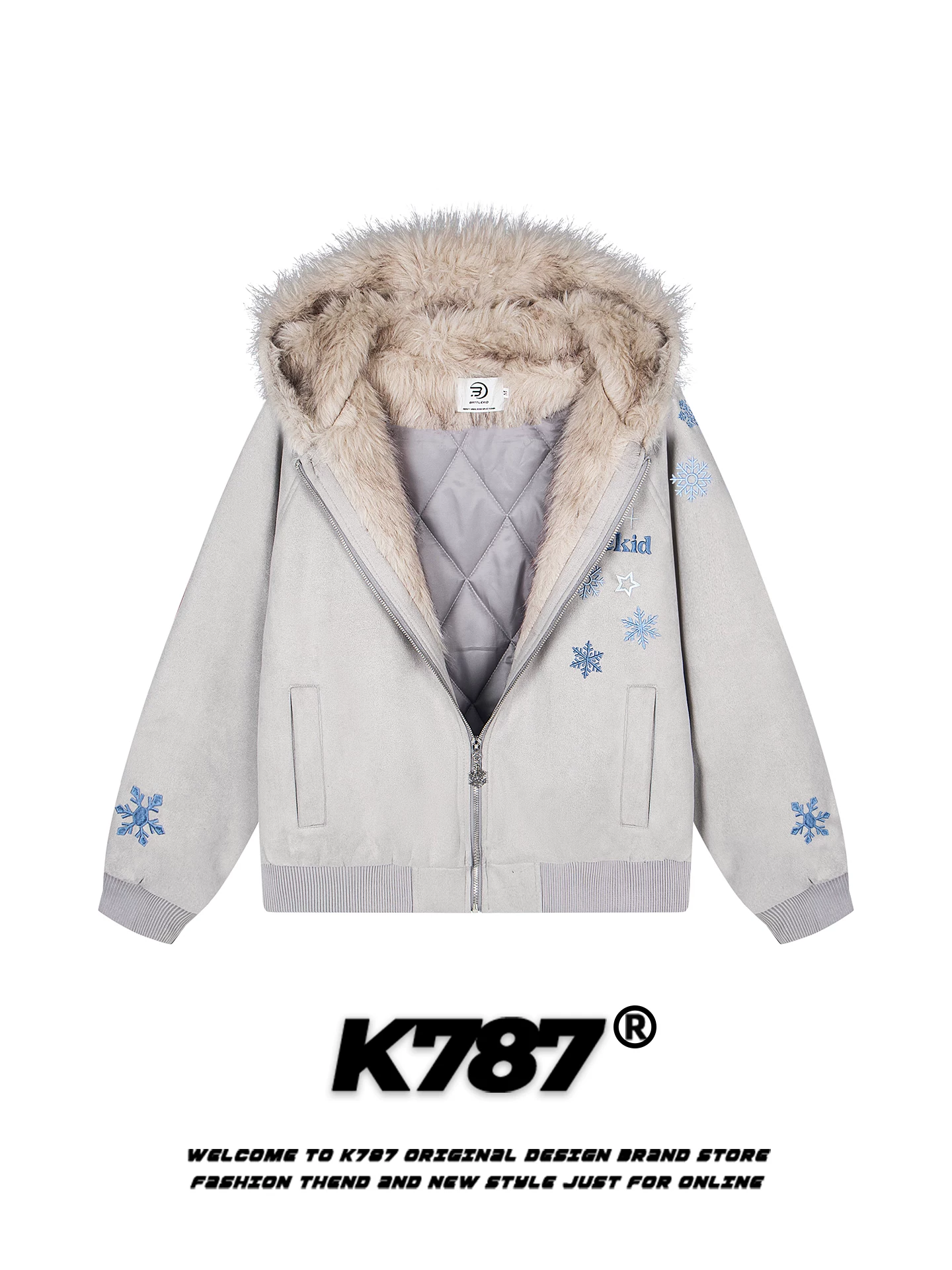 Áo khoác cotton có mũ trùm đầu kiểu dáng thời trang Mỹ K787 dành cho nam và nữ, dày dặn và ấm áp, áo khoác cotton lót bông dành cho cặp đôi mùa đông.