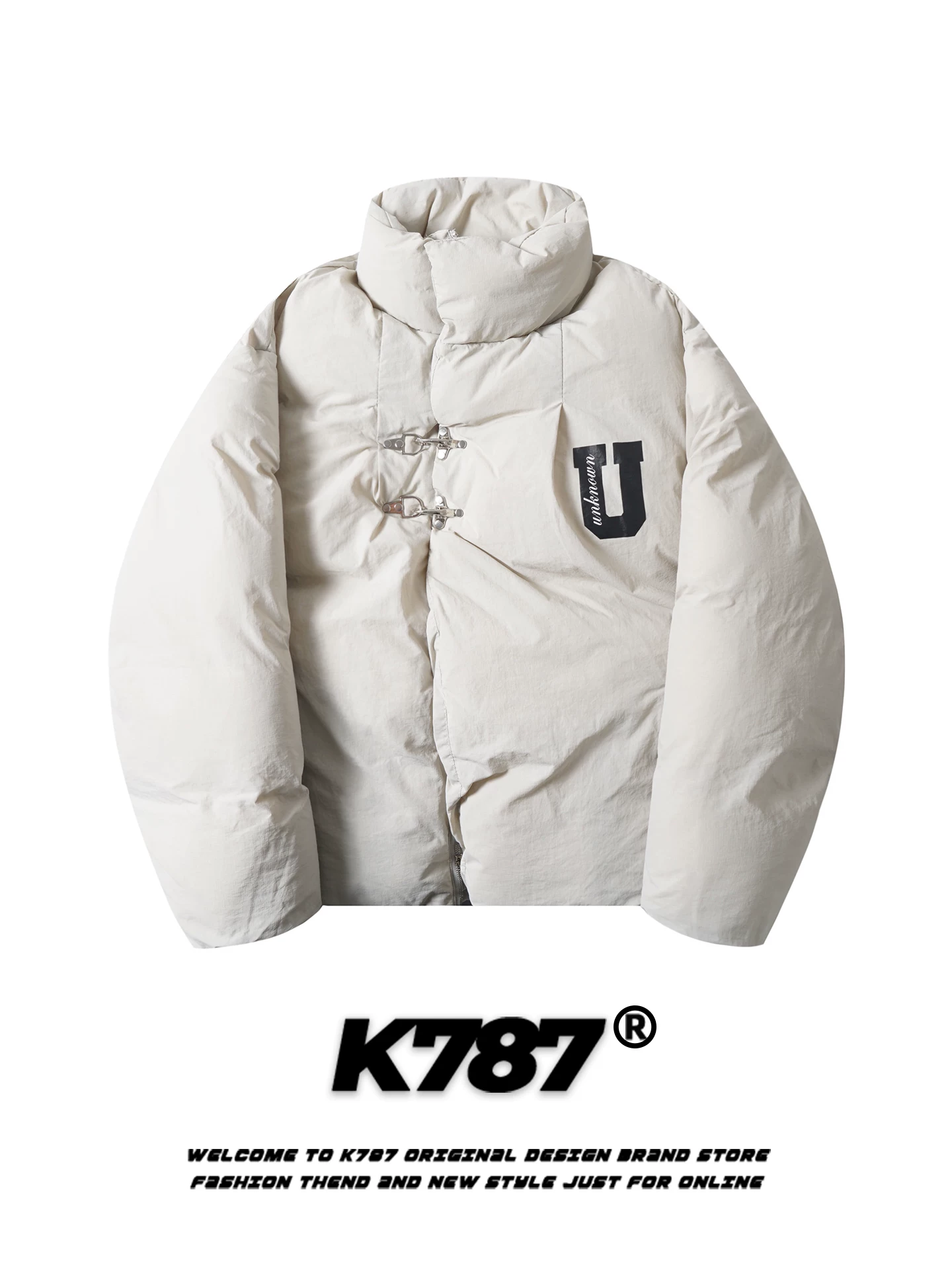 Áo khoác cotton dáng đứng cổ trụ kiểu dáng đường phố Mỹ K787, chất liệu cotton, unisex, thời trang, thương hiệu nổi tiếng, ấm áp, dáng rộng, áo khoác đôi mùa đông