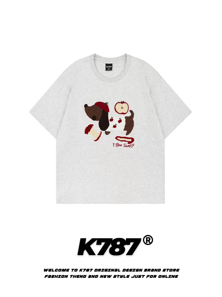 K787 Áo thun ngắn tay kiểu dáng cổ điển theo phong cách retro Mỹ dành cho nam và nữ, áo thun và áo phông thông thường dành cho cặp đôi, vui nhộn và đa năng.