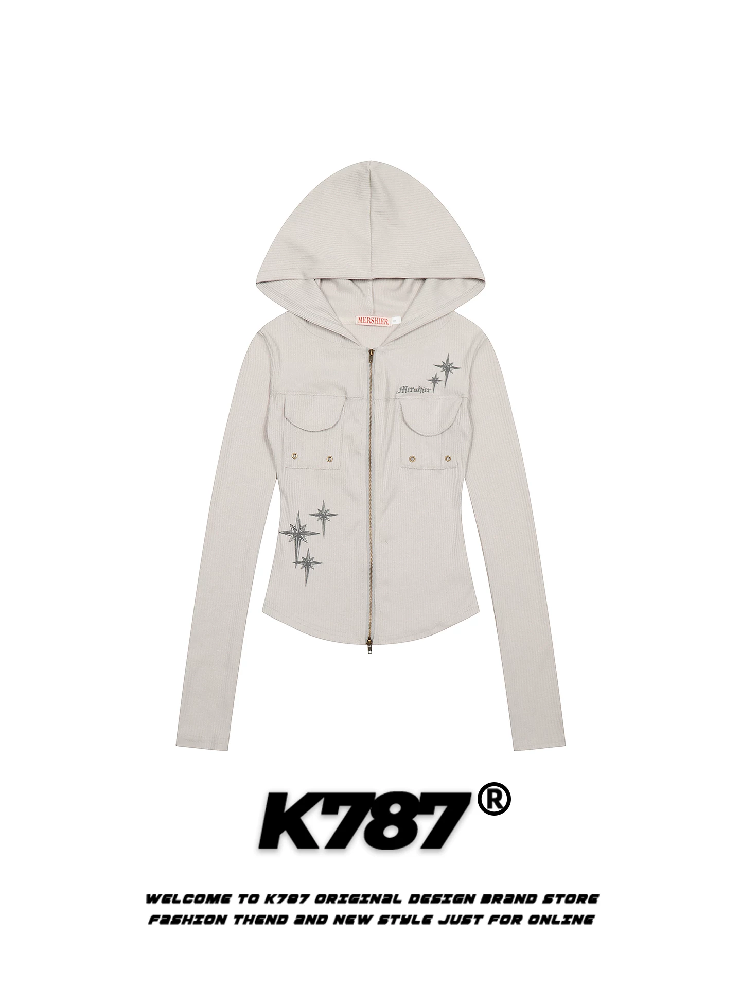 Áo khoác cardigan có mũ kiểu gothic cổ điển Mỹ K787 dành cho nữ, ôm dáng, gợi cảm, tôn dáng, áo khoác hoodie ngắn năng động