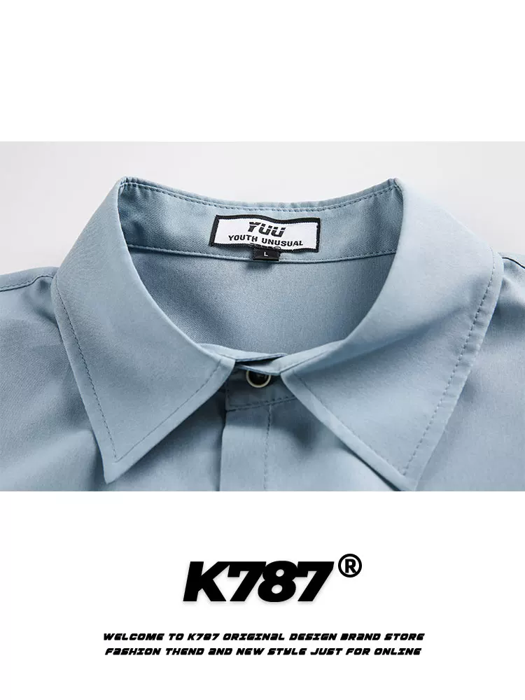 K787 Áo sơ mi ngắn tay in chữ theo xu hướng quốc gia cổ điển của Mỹ dành cho nam và nữ, phong cách đường phố, phong cách vui nhộn và lười biếng, áo cardigan nửa tay cho mùa hè.