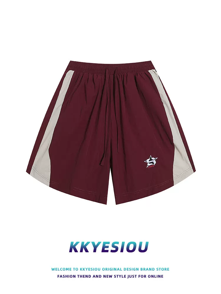 Áo sơ mi ngắn tay cổ đứng kiểu raglan của thương hiệu KKyesiou theo phong cách retro Mỹ dành cho nam có khóa kéo, kiểu dáng chức năng, áo cặp raglan