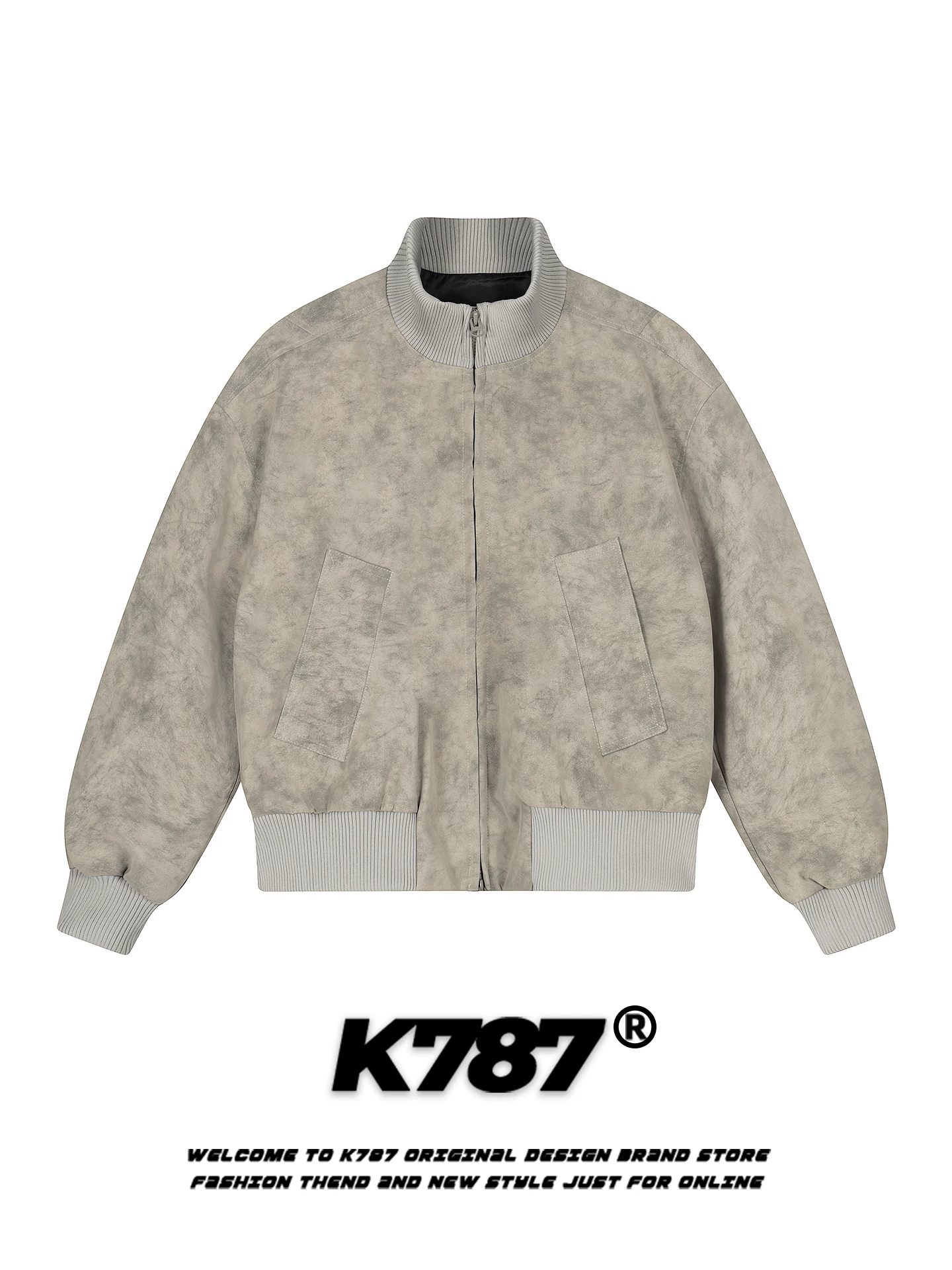 【Koala Cùng Phong Cách】K787 Áo khoác cổ đứng Cleanfit phong cách đường phố Mỹ Áo khoác nam da PU kiểu phi công dành cho cặp đôi