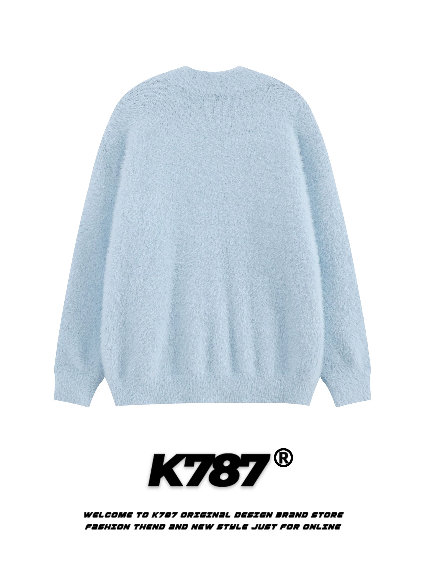 Áo len cổ đứng nửa khóa kéo kiểu Nhật dễ thương hình thỏ, unisex, dáng rộng, phong cách sinh viên, áo khoác cặp đôi dệt kim K787