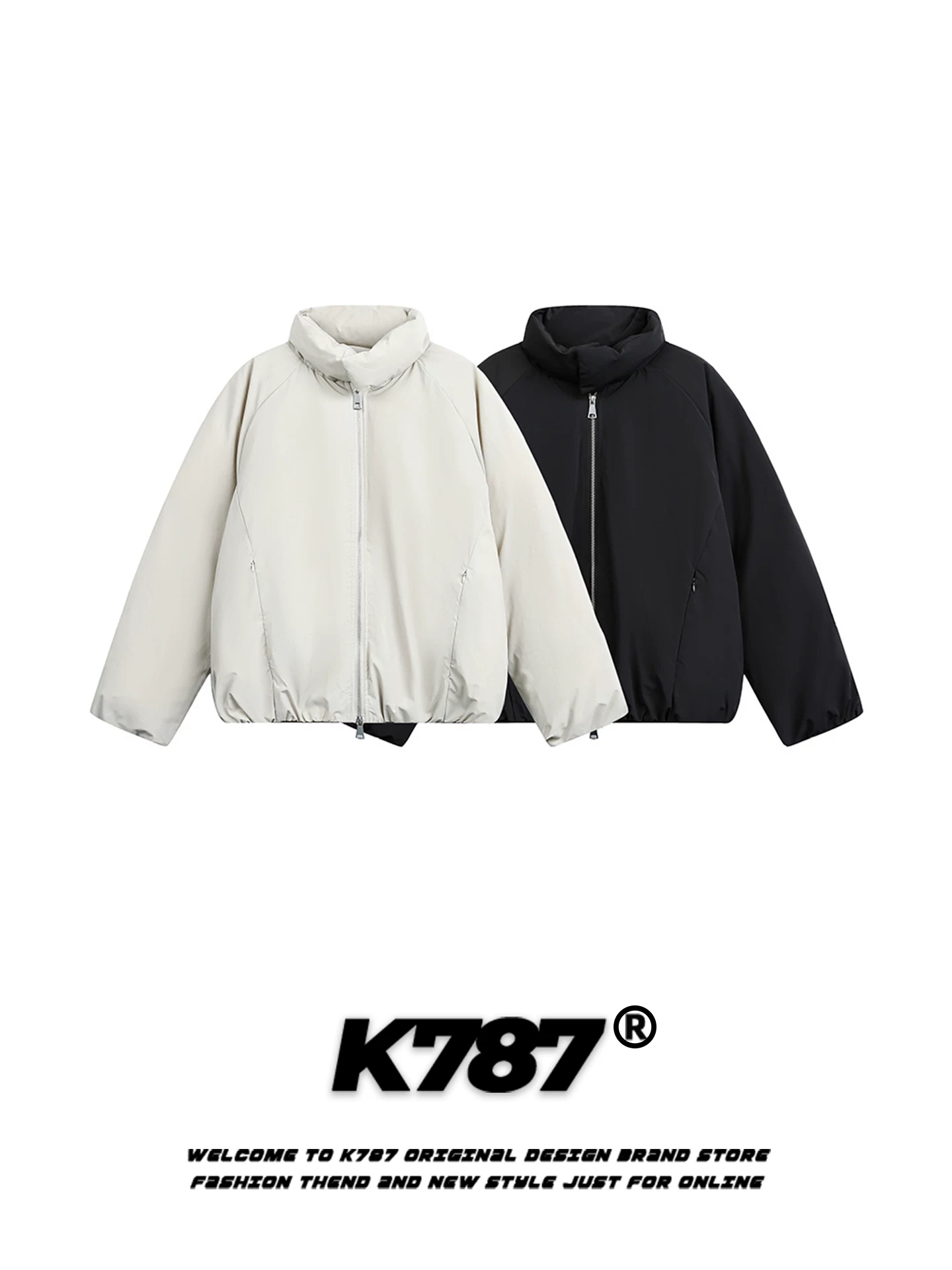Áo khoác cotton dày cổ đứng màu trơn đơn giản kiểu Mỹ K787 dành cho nam và nữ, kiểu dáng gọn gàng, ấm áp, áo khoác cotton mùa đông dành cho cặp đôi