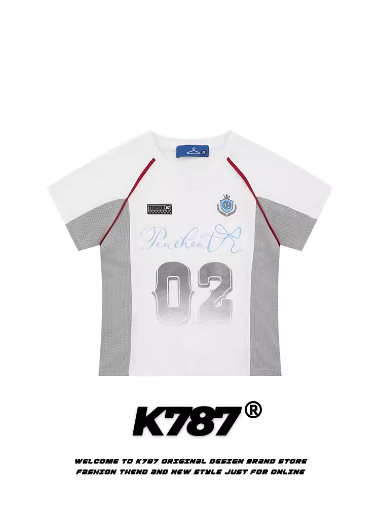 Áo thun thể thao hở vai K787 kiểu dáng thể thao, ôm eo, cổ chữ V khoét lỗ, phong cách BM, phong cách đường phố, thoáng khí, áo thun ngắn tay đa năng dành cho nữ.