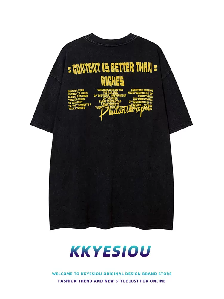 Áo thun ngắn tay kiểu dáng cổ điển của thương hiệu KKyesiou Mỹ, thiết kế theo phong cách retro, in họa tiết vui nhộn, dành cho nam và nữ, áo đôi mùa hè.