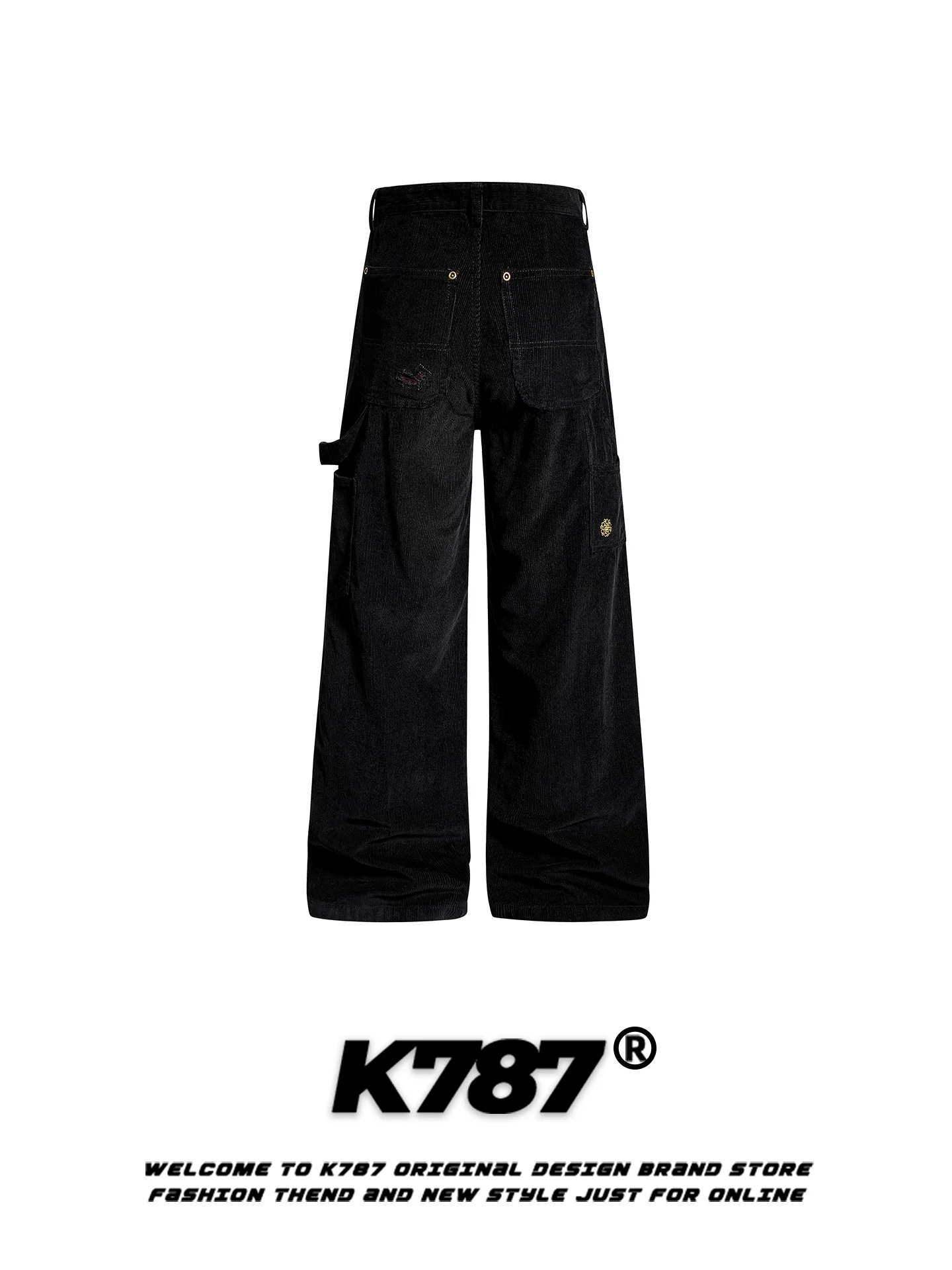 Quần âu kiểu Mỹ cổ điển họa tiết da báo chất liệu corduroy dành cho nam và nữ, dáng rộng ống thẳng tôn dáng, cạp cao, thời trang, ống rộng