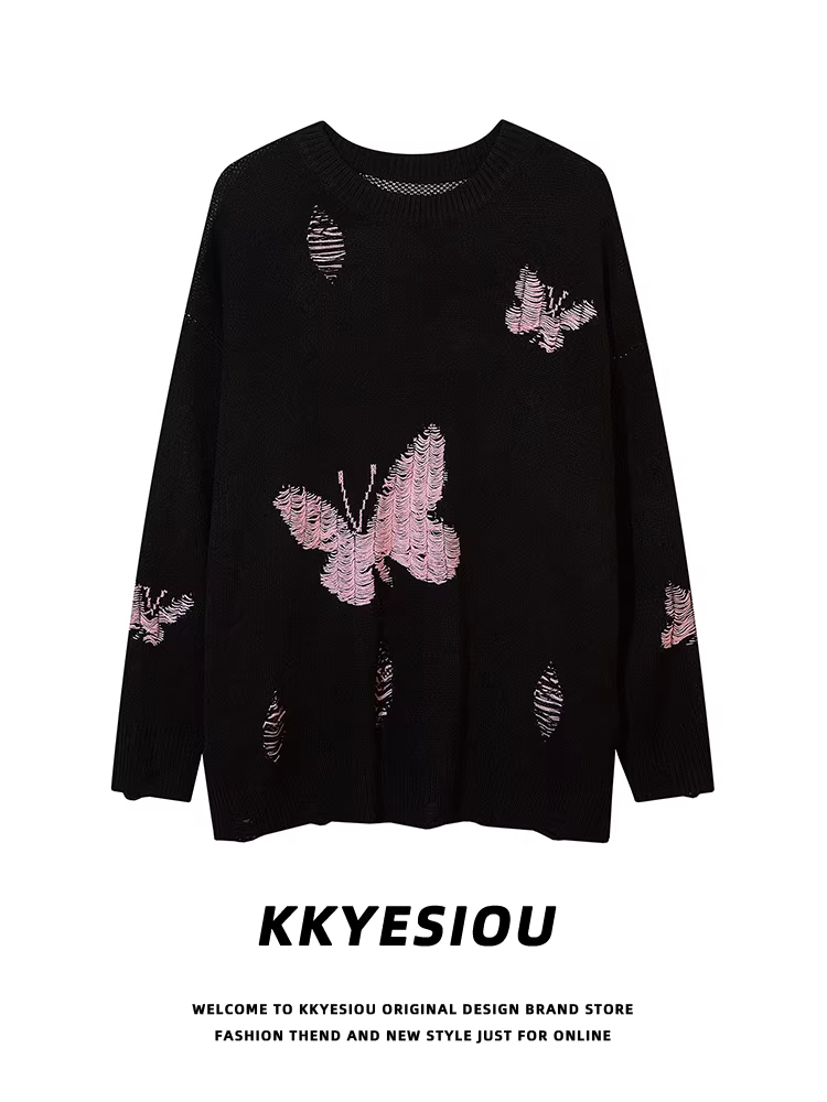 Áo len cặp đôi phong cách retro Mỹ, kiểu dáng lười biếng, unisex, dáng rộng, thời thượng, phối màu nổi bật, chất liệu dệt kim.