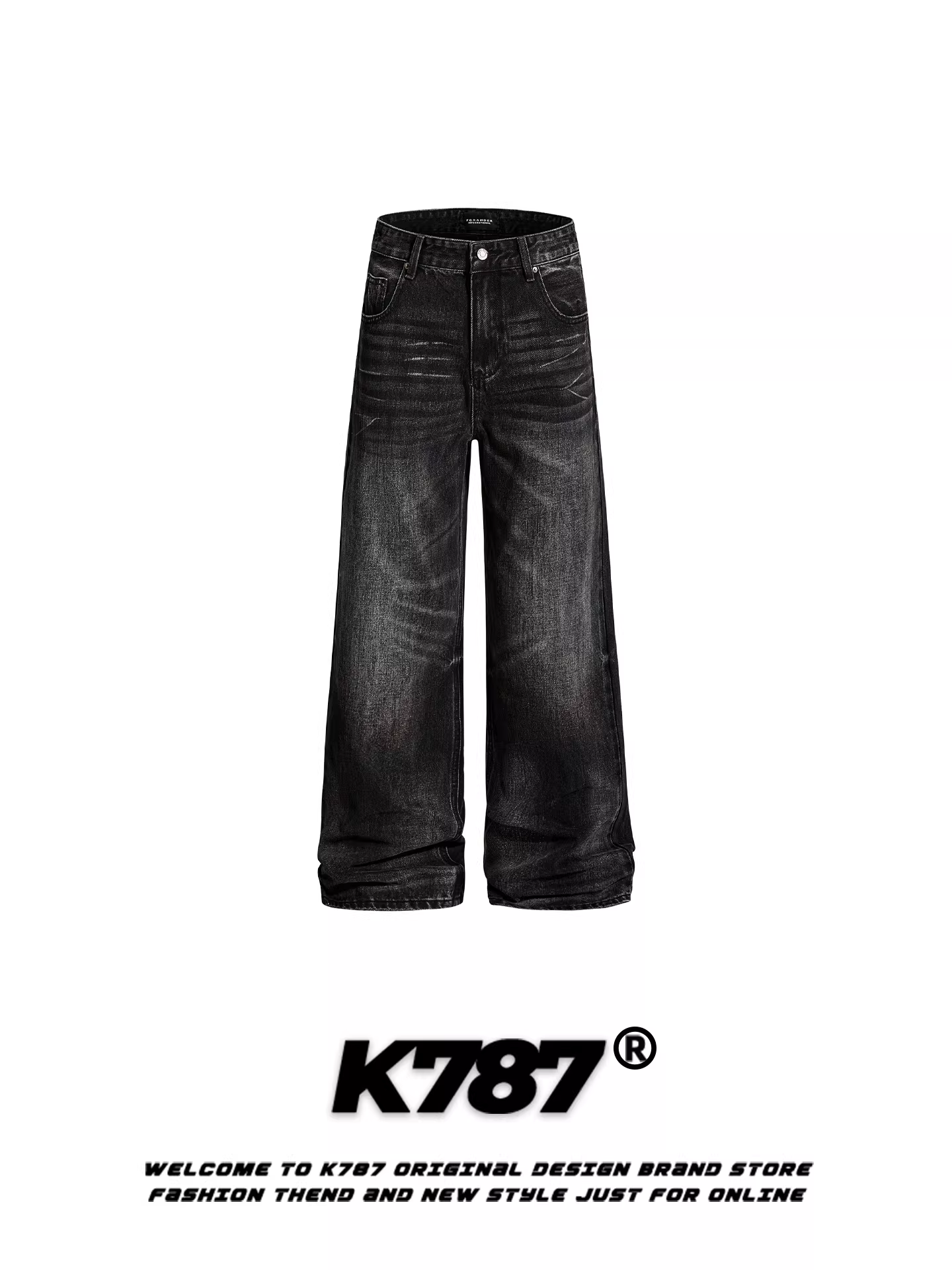 Quần jeans K787 kiểu Mỹ cổ điển, xước, phai màu dành cho nam và nữ, cạp cao, phong cách đường phố, tôn dáng, quần ống đứng/thẳng rộng, kiểu thường ngày
