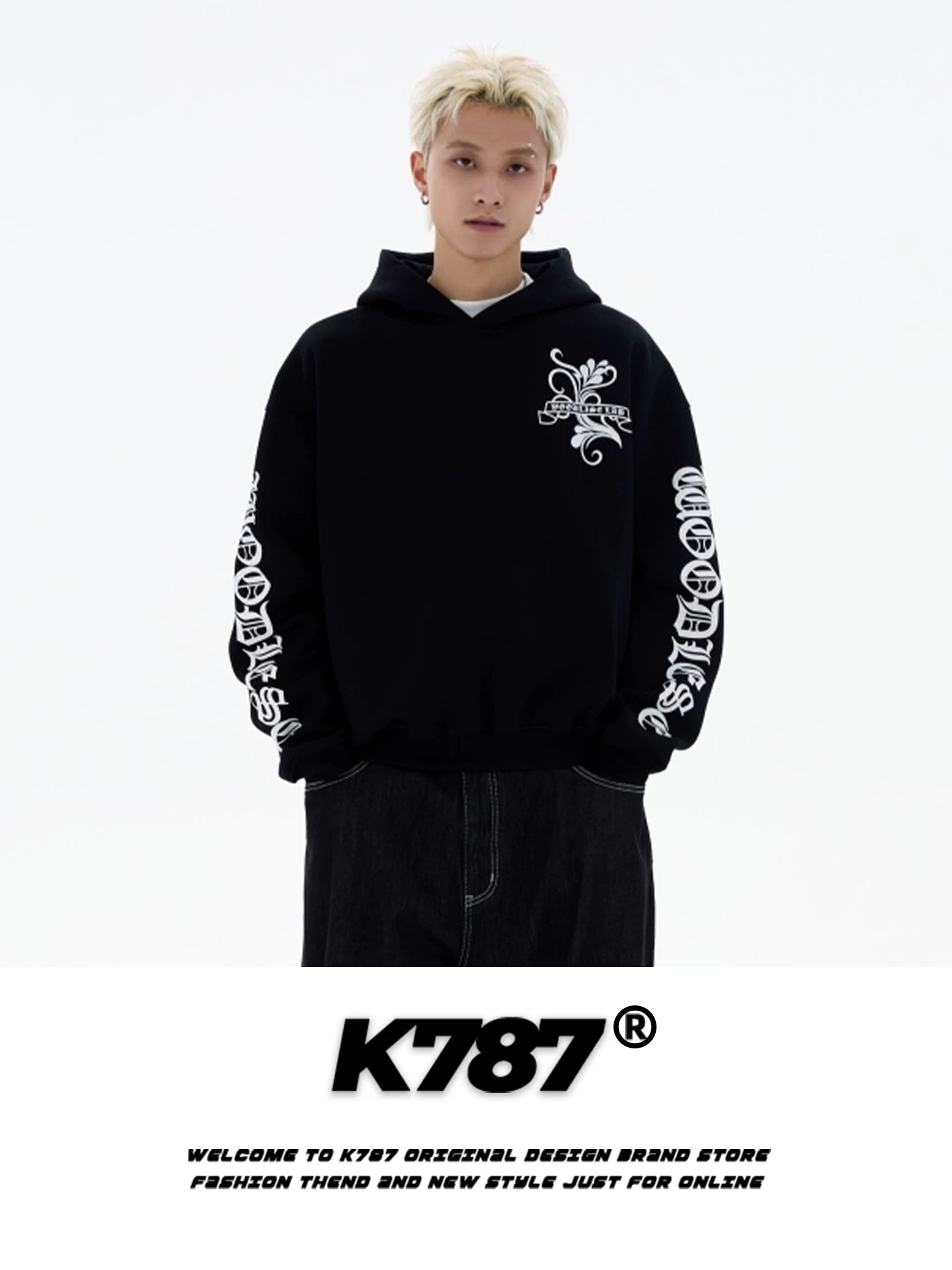 Áo hoodie in phong cách đường phố Gothic Mỹ K787, in chữ, dành cho nam và nữ, thời trang, cá tính, áo khoác cặp đôi hợp thời trang.