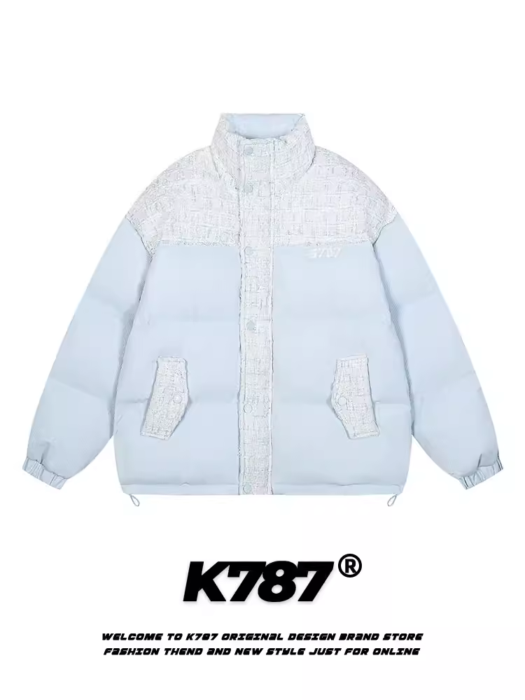 Áo khoác phao thêu kiểu Trung Hoa cổ điển Mỹ Feynman Island K787 dành cho nam và nữ, áo khoác cotton cặp đôi phong cách đại học mùa đông 2024.