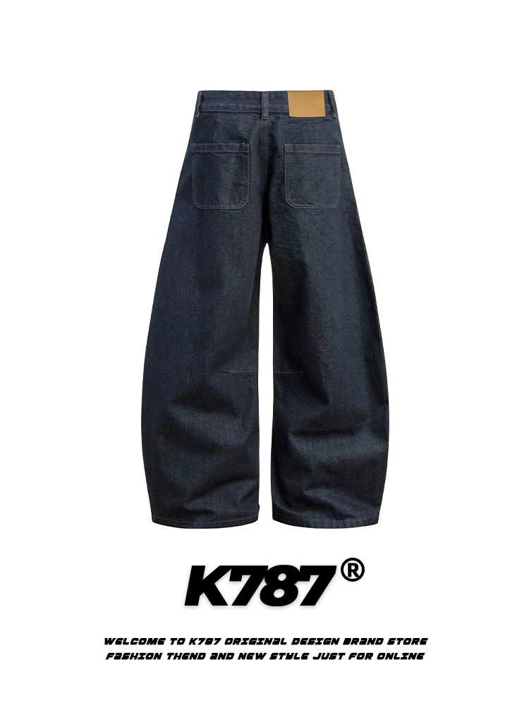 Quần jeans dáng thẳng unisex phong cách retro Mỹ K787, chất liệu denim màu trơn, kiểu dáng hiện đại, xu hướng quốc dân, phong cách đường phố, dành cho cặp đôi, mặc thường ngày.
