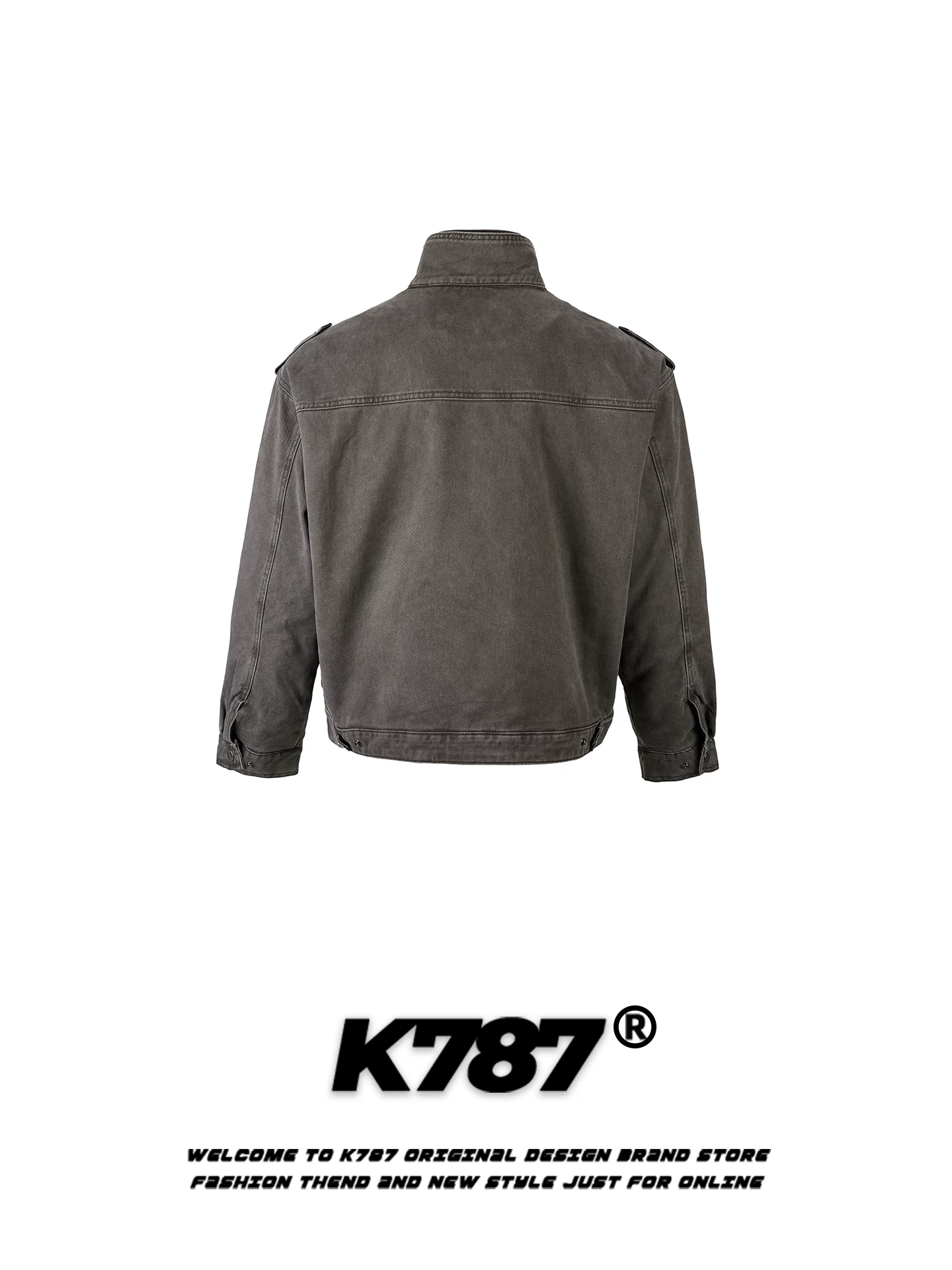 Áo khoác công sở cổ điển kiểu Mỹ K787 hai lớp dành cho nam và nữ, kiểu dáng rộng thùng thình phong cách nông trại, áo khoác cặp đôi đường phố có khóa kéo