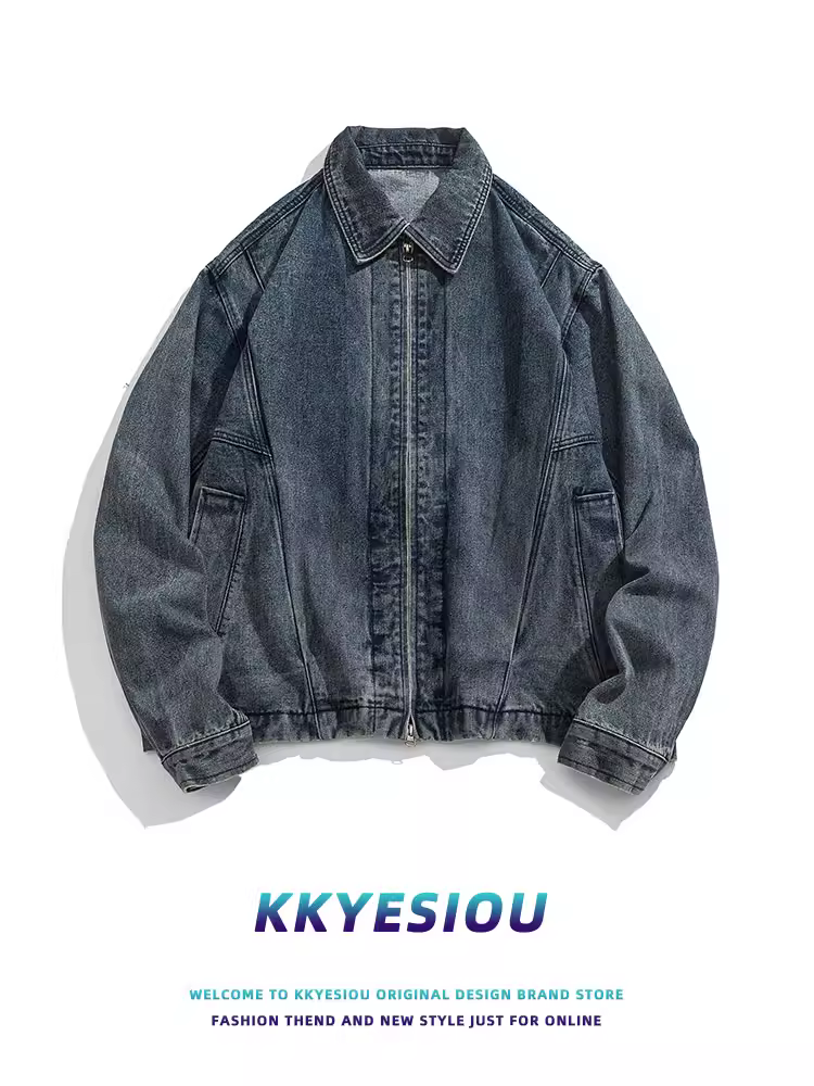 Áo khoác denim unisex oversize phong cách retro Mỹ, kiểu dáng thời thượng, chất liệu denim đã qua xử lý, dành cho cặp đôi.