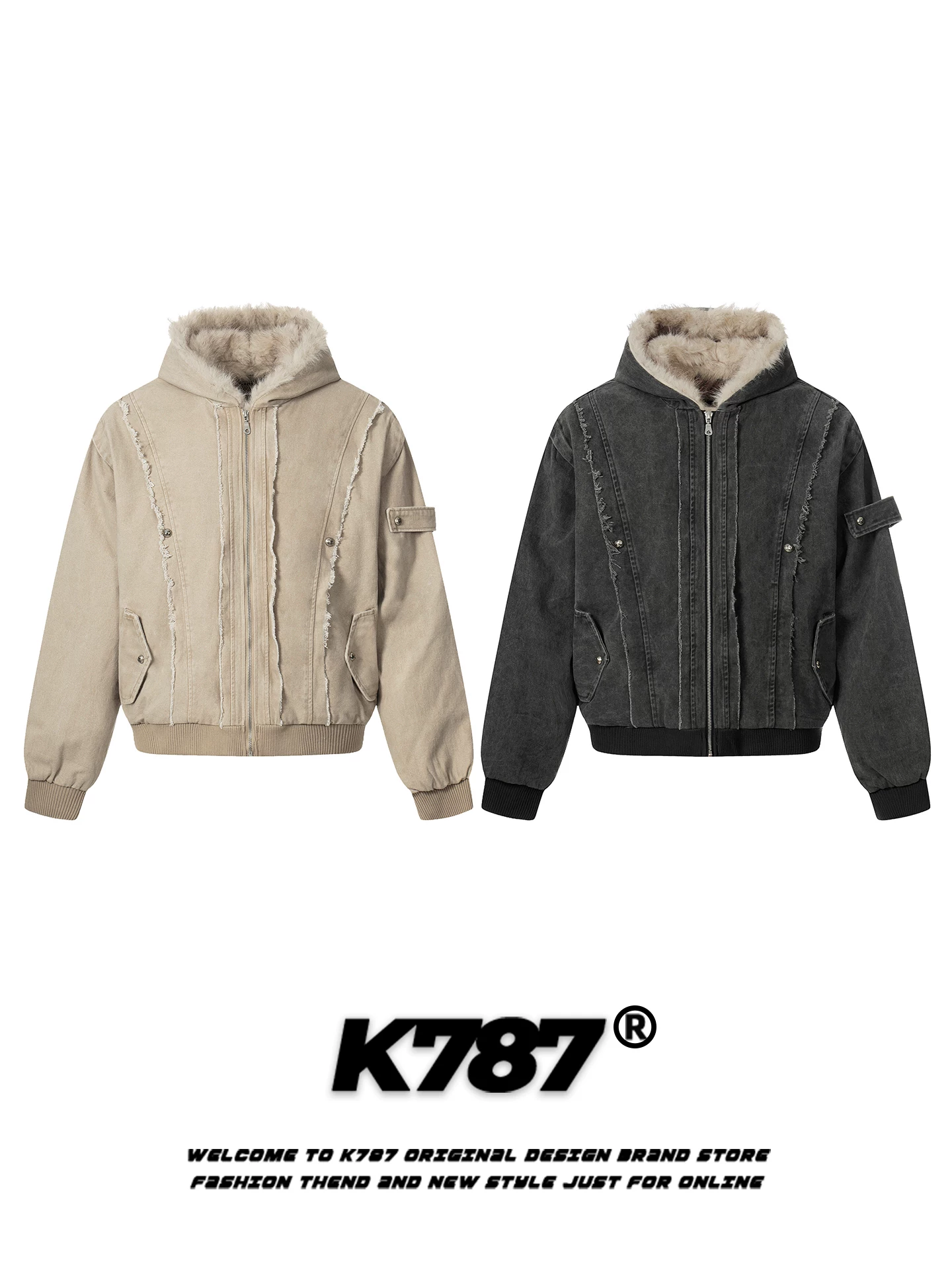 Áo khoác kiểu Mỹ cổ điển K787, thời trang, phong cách retro, chất liệu cotton, dành cho nam và nữ, áo đôi, áo khoác cotton phong cách vintage.