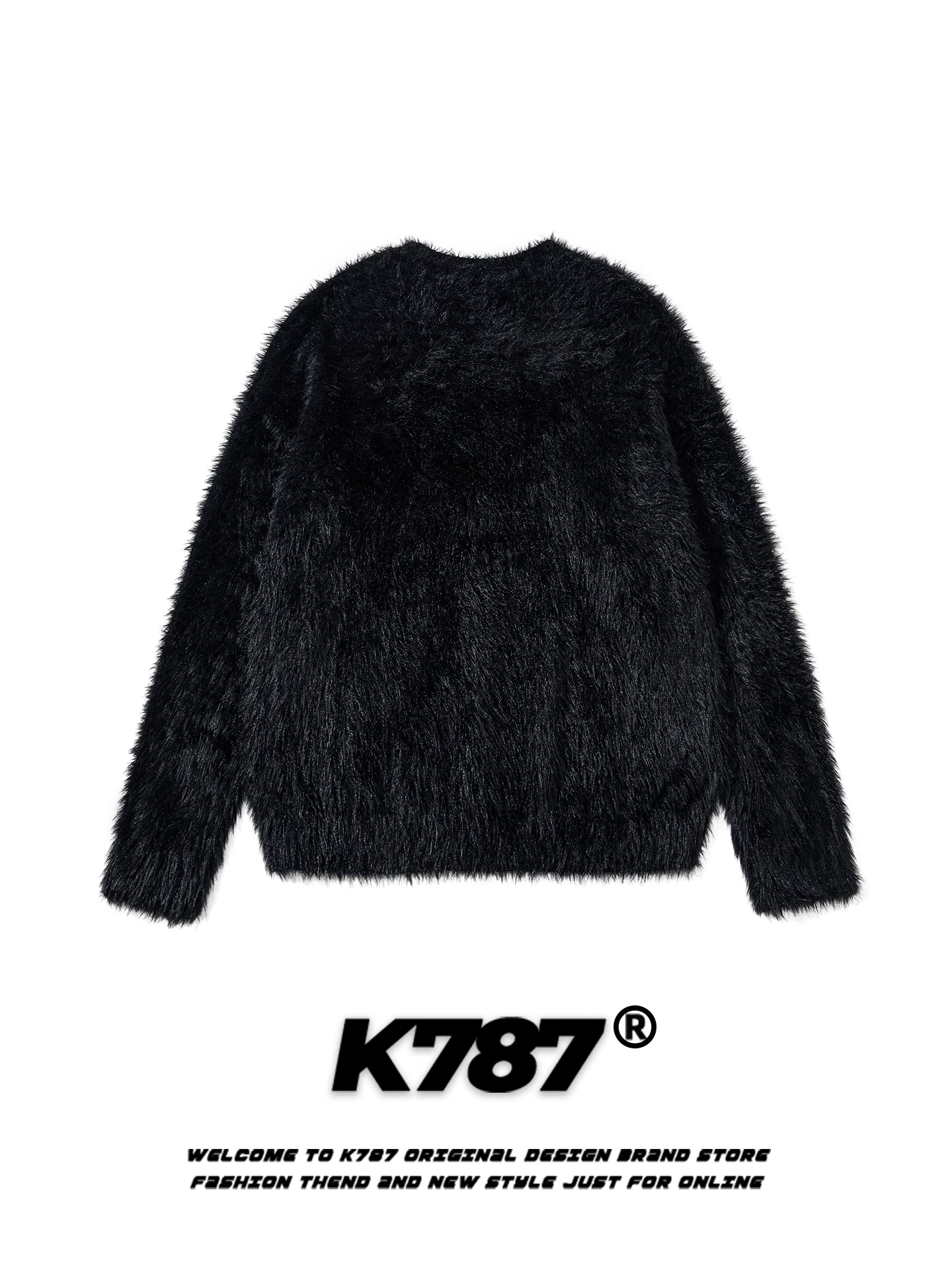 Áo len cổ tròn dệt jacquard kiểu Mỹ cổ điển K787 dành cho nam và nữ, kiểu dáng rộng rãi, thoải mái, phong cách lười biếng, áo len cặp đôi