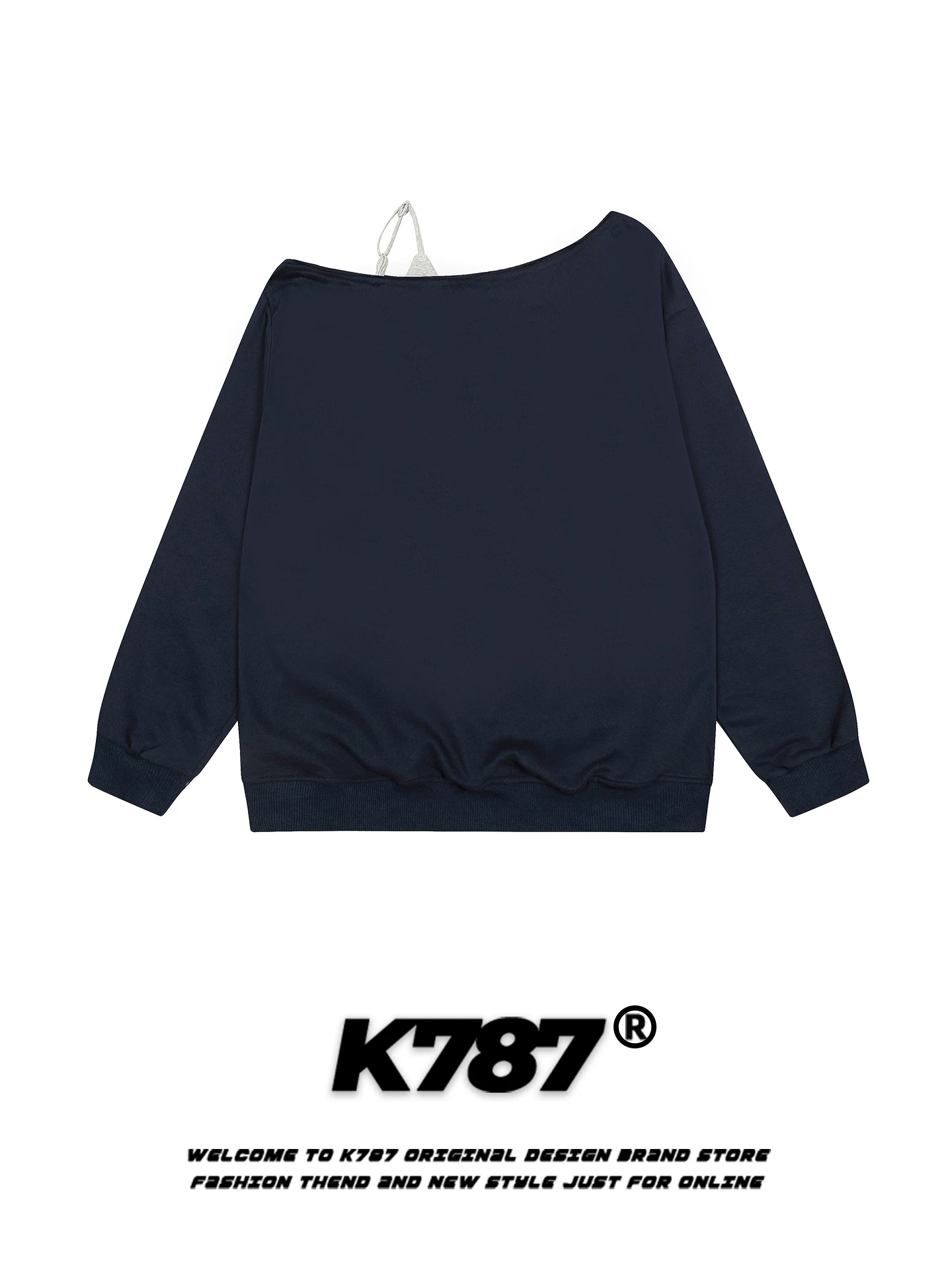 Áo thun dài tay giả hai mảnh cổ chéo phong cách đường phố Mỹ K787 dành cho nữ, áo camisole trễ vai ngọt ngào và cá tính với họa tiết ghép mảnh, áo kiểu rộng rãi