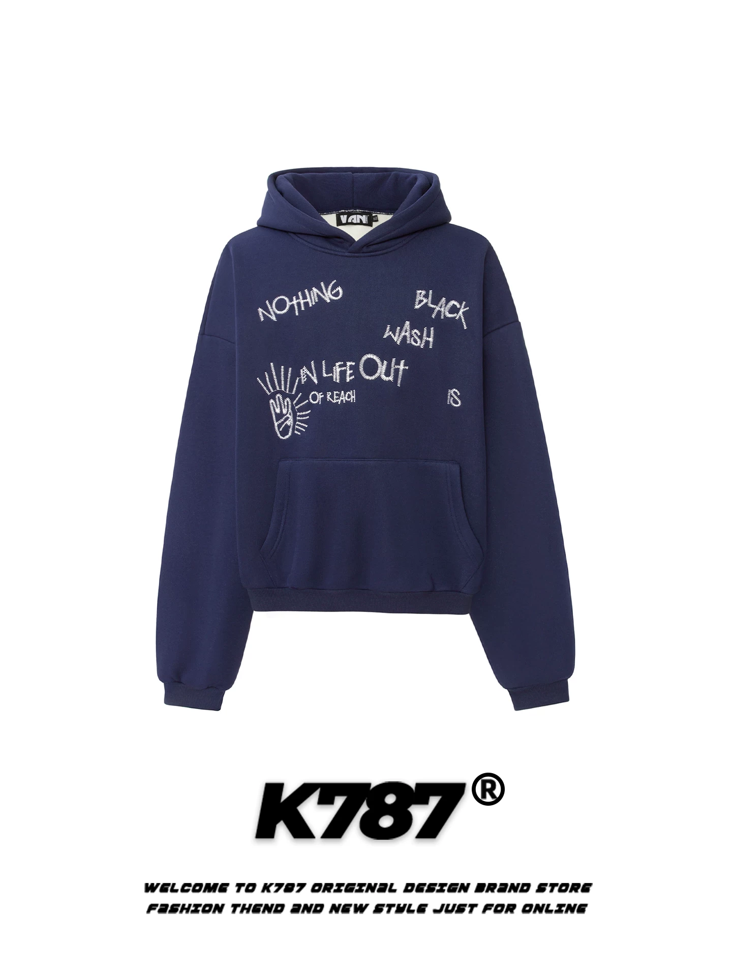 Áo hoodie thêu chữ kiểu Mỹ cổ điển K787 dành cho nam và nữ, áo khoác hoodie cặp đôi lót lông phong cách đường phố rộng rãi hợp thời trang