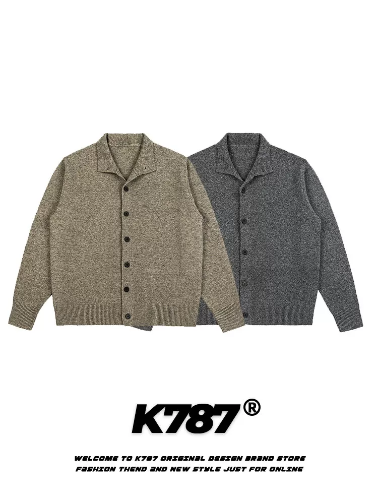 Áo khoác cardigan dáng rộng phong cách retro Mỹ đơn giản, unisex, thời thượng, thoải mái, chất liệu len dệt kim.