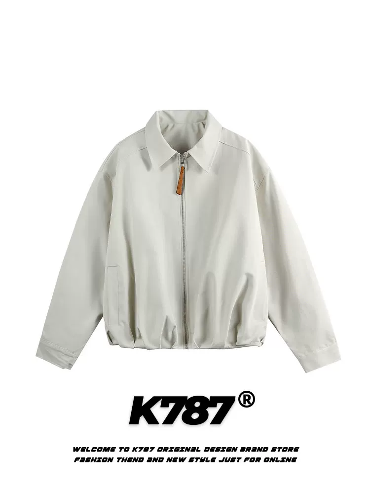 K787 Áo khoác cổ điển kiểu Mỹ cleanfit đơn giản có ve áo unisex hợp thời trang thương hiệu dáng rộng đa năng áo khoác ngắn kiểu công sở