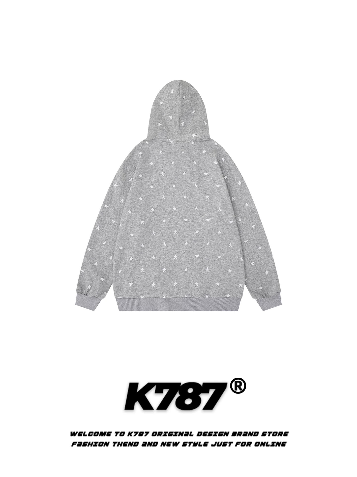 Áo hoodie in họa tiết sao cổ điển Mỹ K787, unisex, thời trang, rộng rãi, thoải mái, dành cho cặp đôi