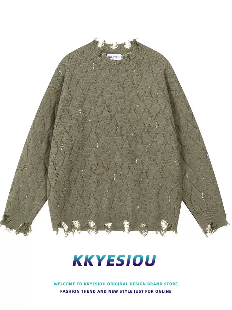 Áo len dệt kim kiểu dáng cổ điển Mỹ, phong cách retro, dành cho nam và nữ, kiểu dáng rộng rãi, thoải mái, áo len đôi.