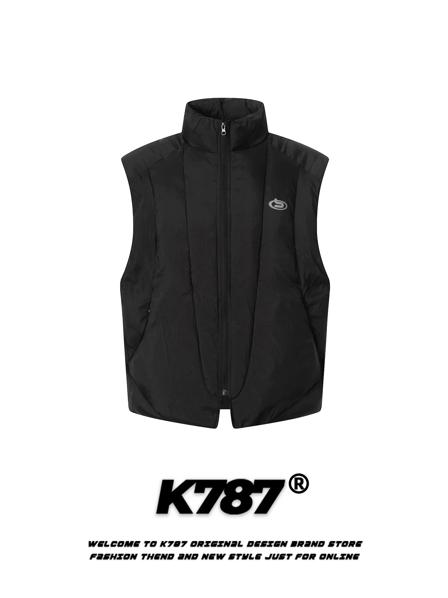 K787 Áo vest cổ đứng cleanfit cổ điển kiểu Mỹ dành cho nam và nữ, áo khoác cotton không tay dáng rộng giản dị ấm áp theo xu hướng quốc gia