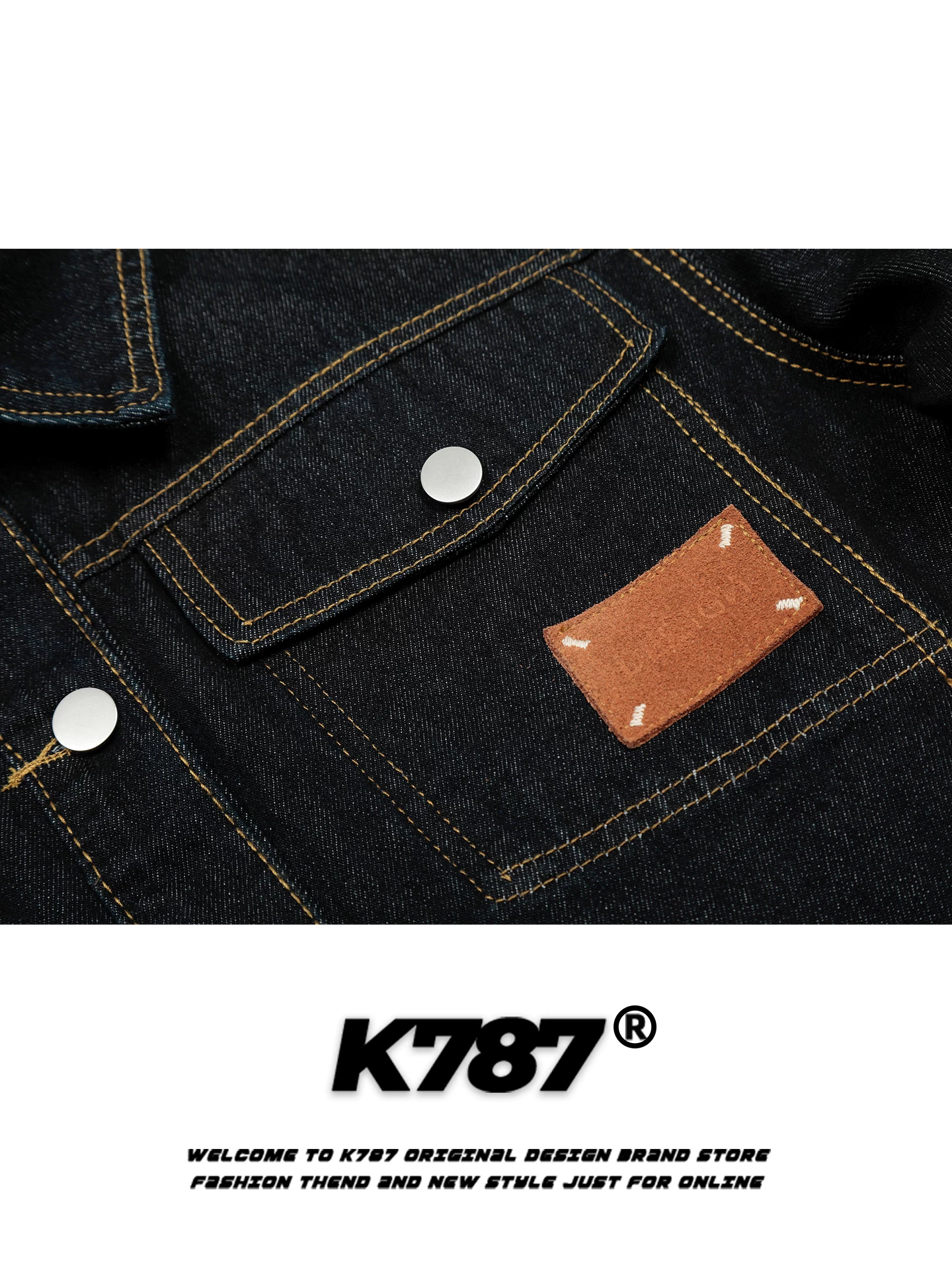 Áo khoác denim cổ điển kiểu Mỹ K787, chất liệu denim đã qua xử lý, dáng rộng, phong cách casual, thiết kế phá cách, thời thượng, dành cho nam và nữ, áo đôi.