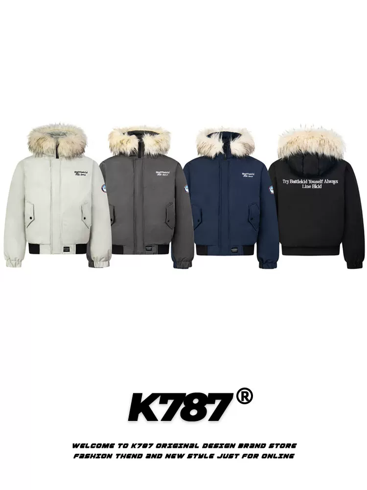 Áo khoác cotton có mũ trùm đầu cổ lông cổ điển kiểu Trung Quốc K787 dành cho nam và nữ, áo khoác cotton dày dặn dành cho cặp đôi mùa đông với thiết kế chạm khắc núi.
