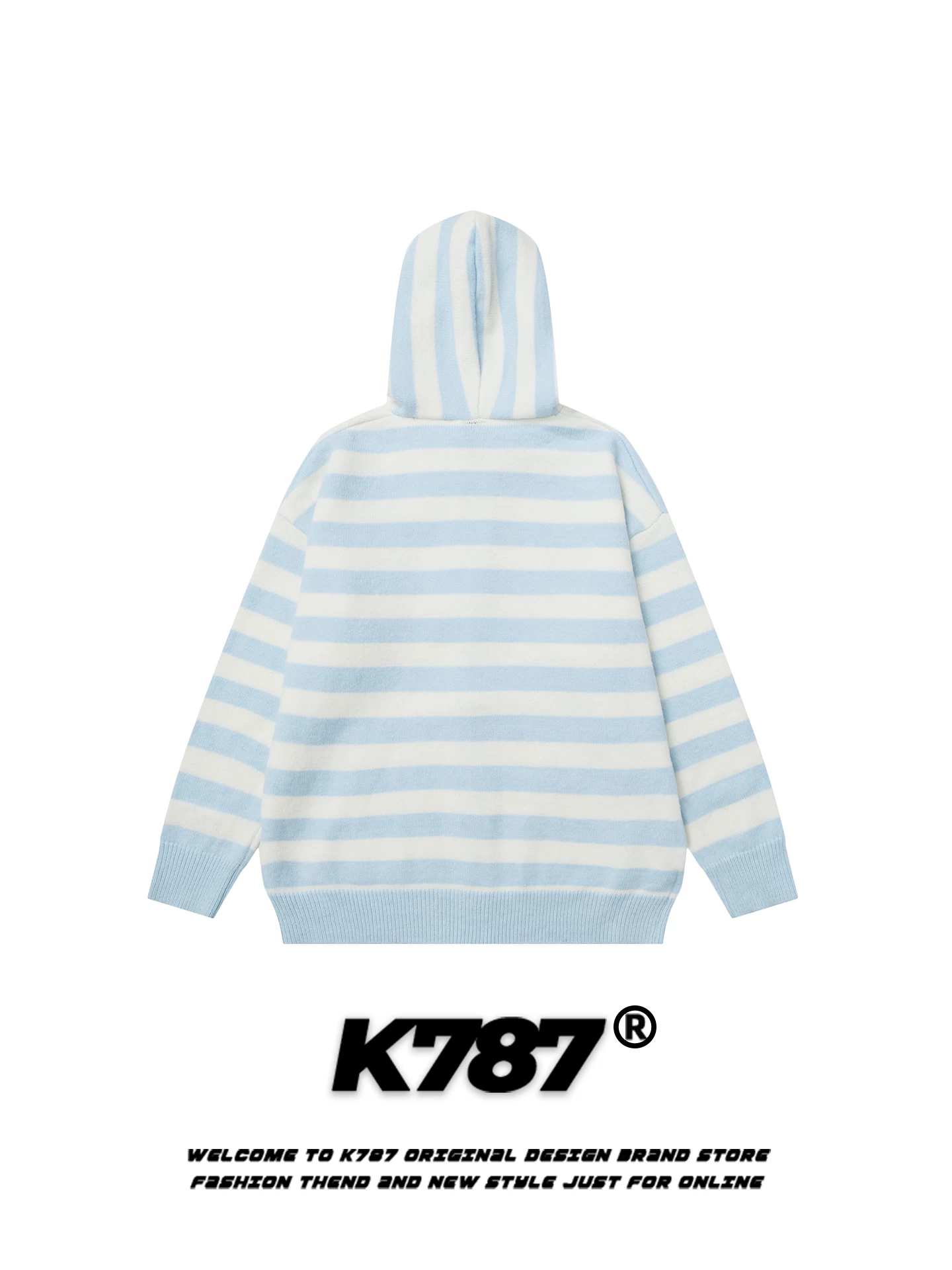 K787 cô gái ngọt ngào phong cách lười biếng hoạt hình áo len có mũ trùm đầu sọc unisex áo khoác dệt kim thông thường giảm tuổi tác