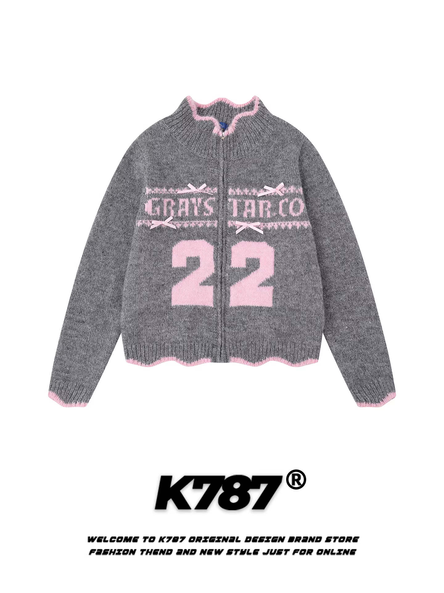 Áo len cardigan phối màu kiểu cổ điển Mỹ K787 dành cho nữ, mềm mại và thoải mái, phong cách thể thao và năng động, đồ dệt kim mùa đông.