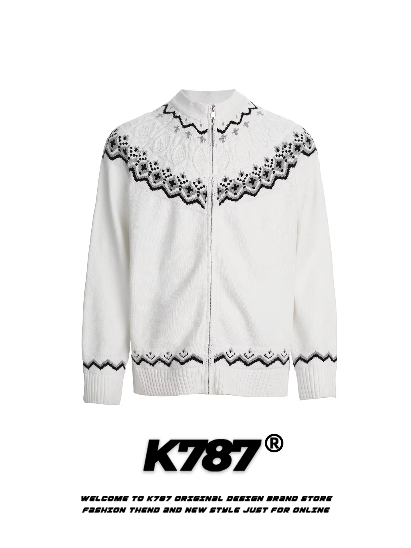 Áo len cardigan kiểu cổ điển Mỹ K787 dành cho nữ, kiểu dáng rộng rãi, phong cách thường ngày, phong cách đường phố thoải mái, đồ dệt kim cặp đôi.