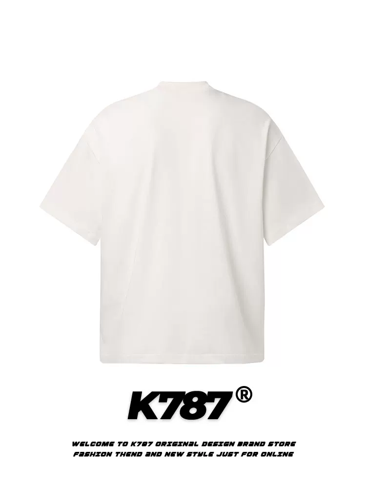 K787 Áo thun ngắn tay in hình hoạt hình hip-hop cổ điển của Mỹ dành cho nam và nữ áo đôi đa năng đường phố cỡ lớn