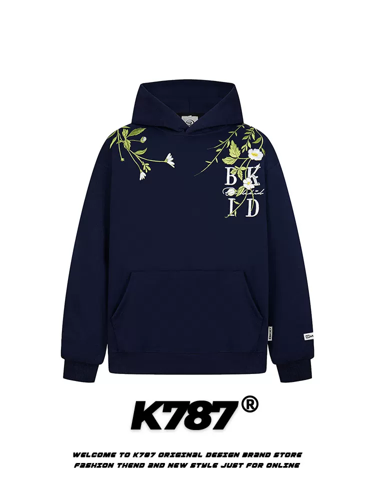 Áo hoodie thêu hoa phong cách retro Mỹ K787 dành cho nam và nữ, xu hướng quốc dân, phong cách năng động, áo khoác cặp đôi mùa thu 2025
