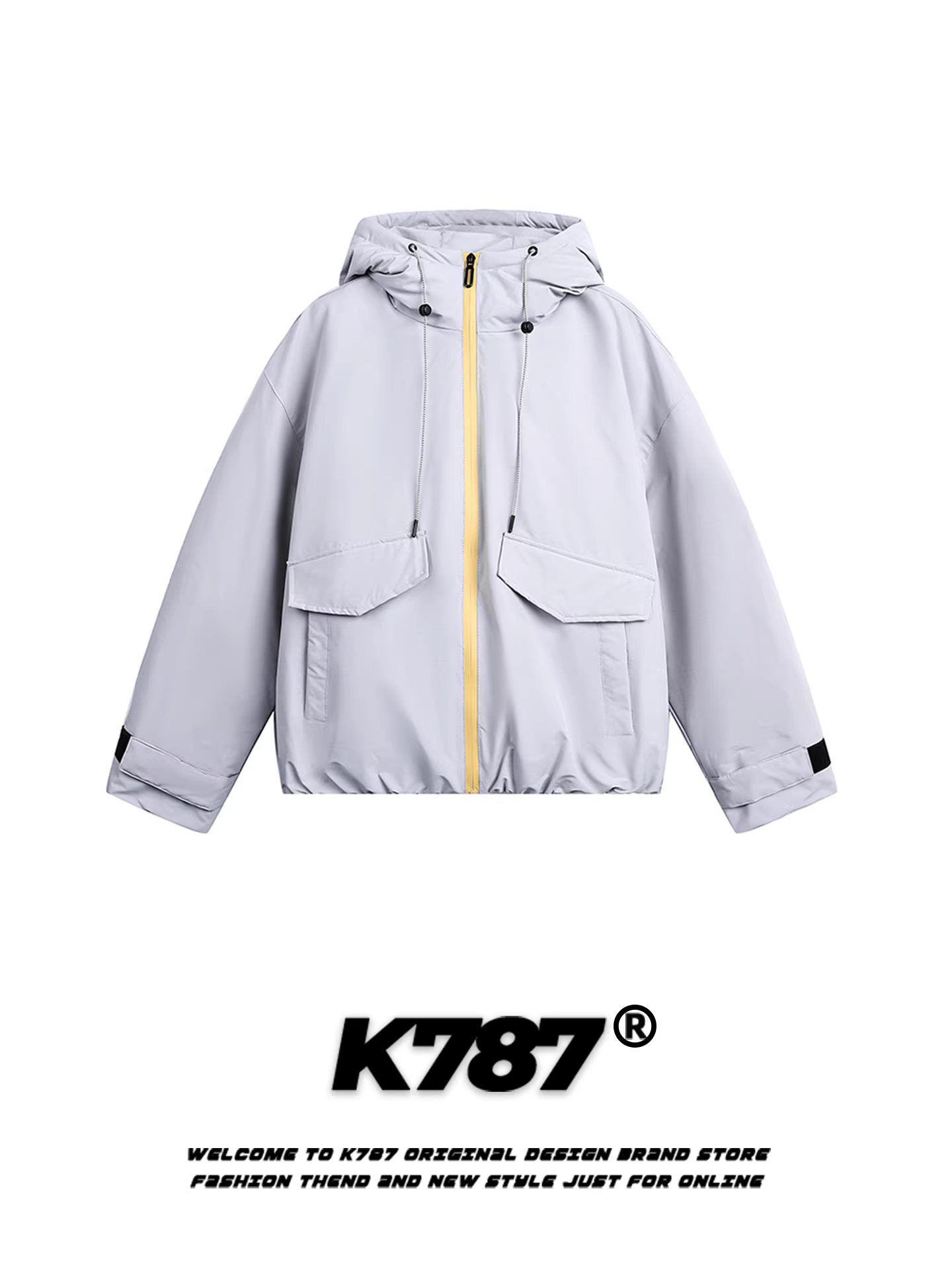Áo khoác phao có mũ trùm đầu K787 phong cách đường phố Mỹ, chất liệu lông vũ trắng 90%, dành cho nam và nữ, kiểu dáng rộng rãi hợp thời trang, ấm áp và dày dặn, có khóa kéo, thích hợp cho mùa đông.