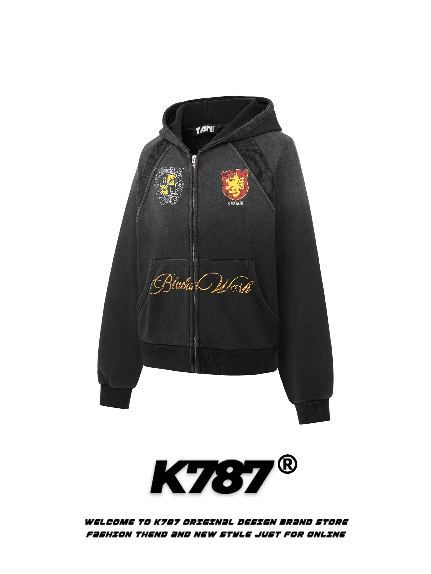 Áo khoác cardigan có mũ in hình phong cách đường phố Mỹ K787 dành cho nam và nữ, áo khoác hoodie cặp đôi thời trang, rộng rãi, thoải mái, thương hiệu hợp xu hướng