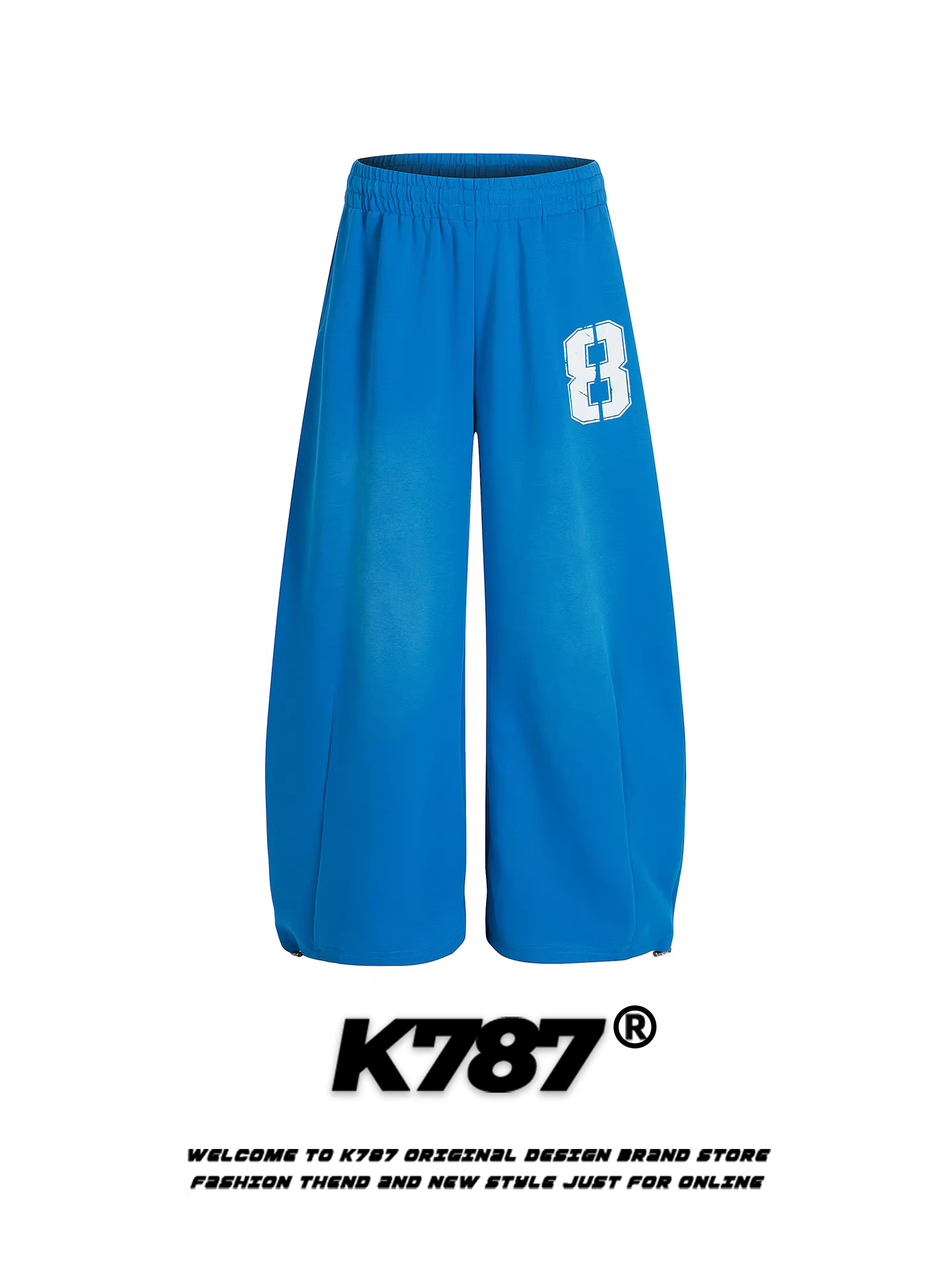 Quần dài dáng rộng unisex phong cách retro Mỹ K787 màu xanh gradient, chất liệu mềm mại, thích hợp cho thể thao, nhảy đường phố, kiểu dáng rộng thùng thình, dài chấm đất.