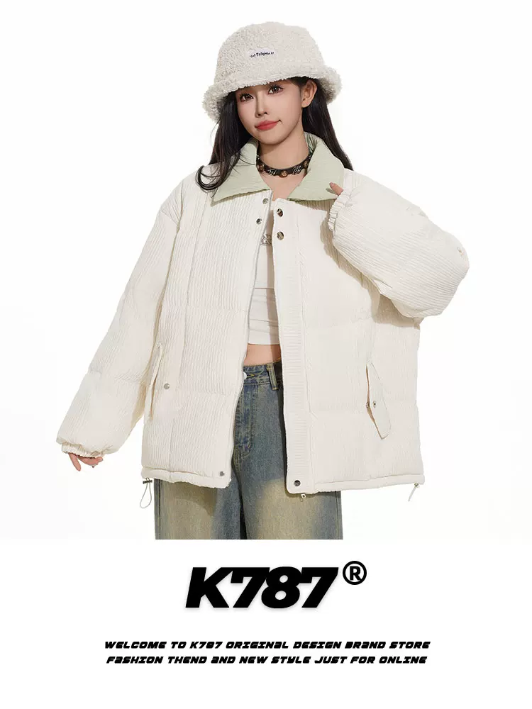 Áo khoác cotton cổ điển kiểu Trung Quốc K787 dành cho nam và nữ, áo khoác cotton sọc phong cách đại học đa năng mùa đông dành cho cặp đôi