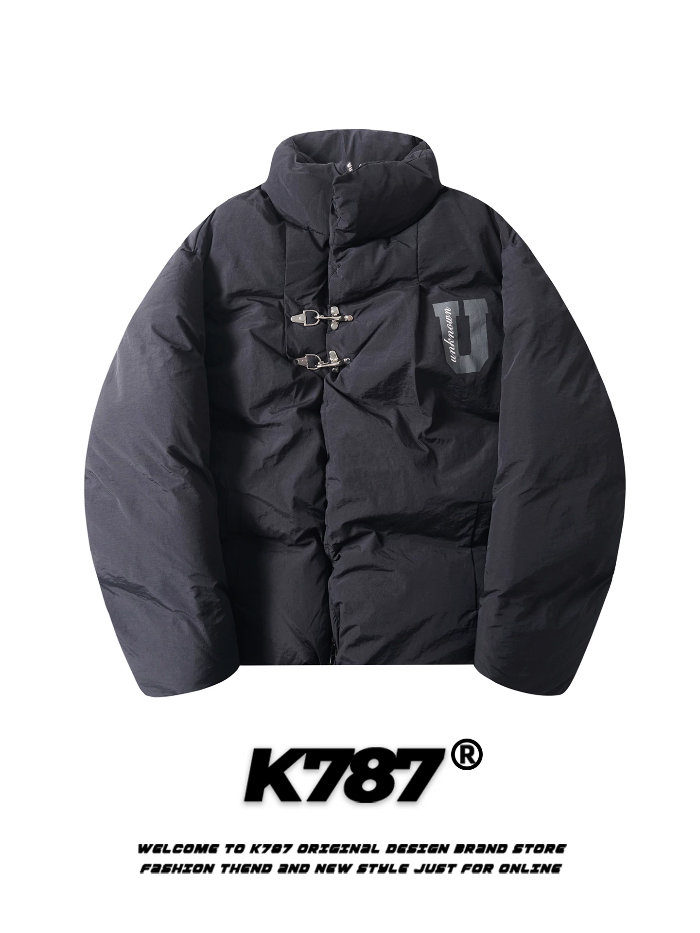 Áo khoác cotton dáng đứng cổ trụ kiểu dáng đường phố Mỹ K787, chất liệu cotton, unisex, thời trang, thương hiệu nổi tiếng, ấm áp, dáng rộng, áo khoác đôi mùa đông