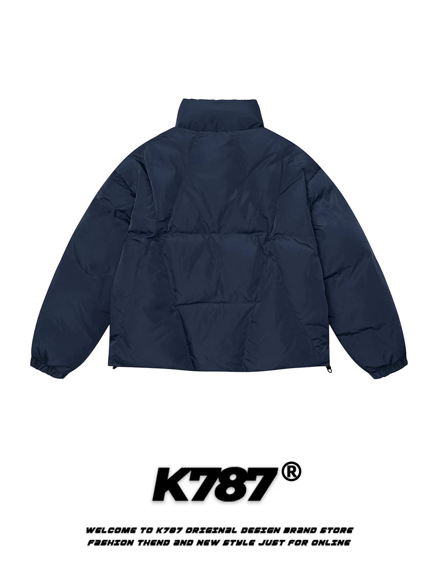 Áo khoác cotton cổ đứng thêu chữ cổ điển Mỹ K787 dành cho nam và nữ, rộng rãi và ấm áp, áo khoác cotton cặp đôi phong cách đại học cho mùa đông.