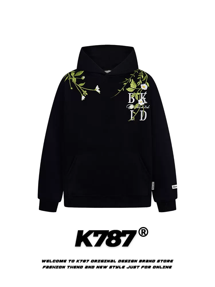 Áo hoodie thêu hoa phong cách retro Mỹ K787 dành cho nam và nữ, xu hướng quốc dân, phong cách năng động, áo khoác cặp đôi mùa thu 2025