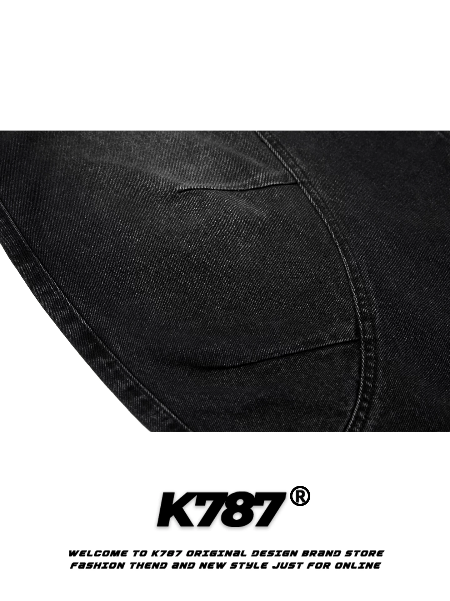 Quần jeans K787 kiểu Mỹ cổ điển, xước mài, dáng lửng, unisex, phong cách đường phố, thiết kế phá cách, phối vải, xu hướng quốc dân, ống rộng