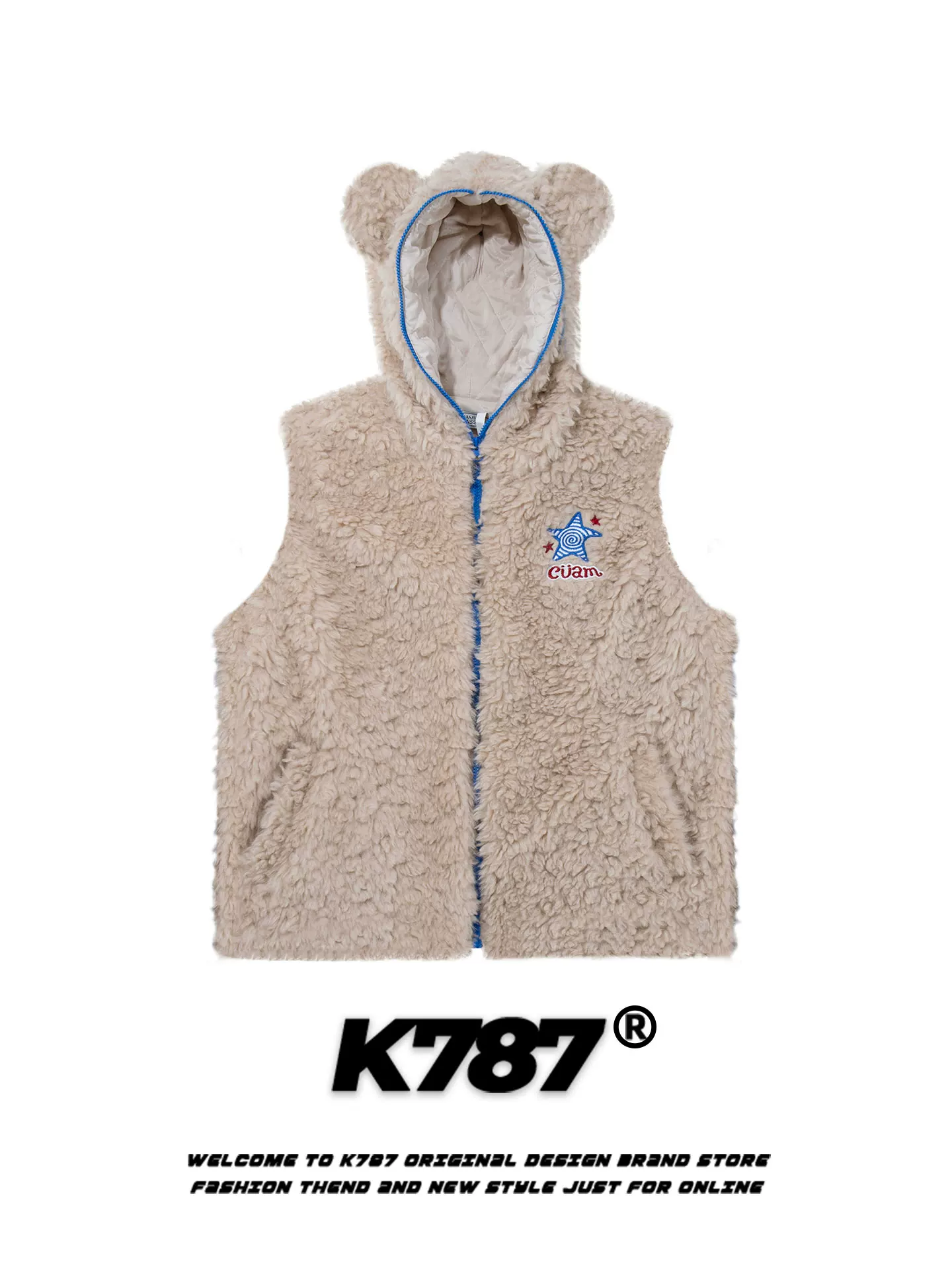 Áo khoác lông thú giả kiểu Mỹ cổ điển K787 dành cho nữ, áo khoác cotton có mũ ấm áp bằng len cừu giả.