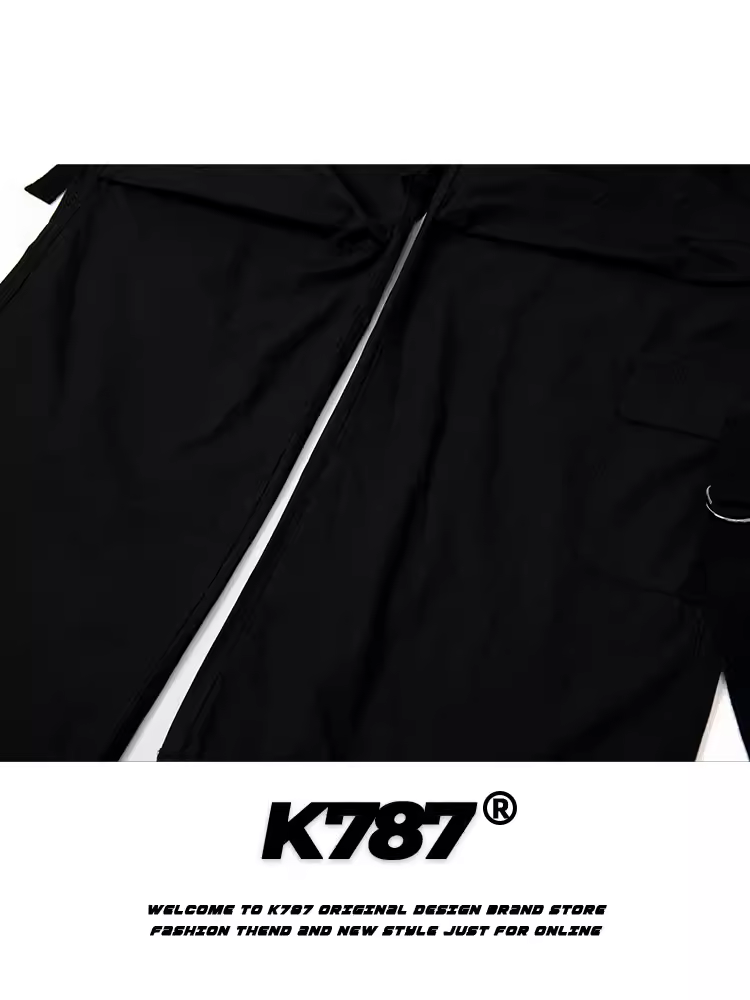 Quần cargo xếp ly nhiều túi kiểu Mỹ cổ điển K787, unisex, cạp cao, dáng rộng, ống thẳng, chất liệu kaki, phong cách thường ngày