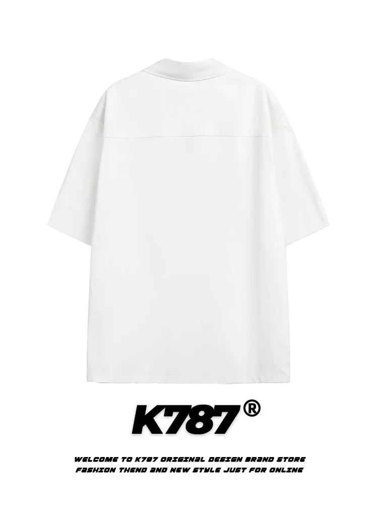Áo sơ mi ngắn tay họa tiết graffiti retro Mỹ K787 dành cho nam và nữ, kiểu vintage mùa hè 2025, kiểu cardigan nửa tay