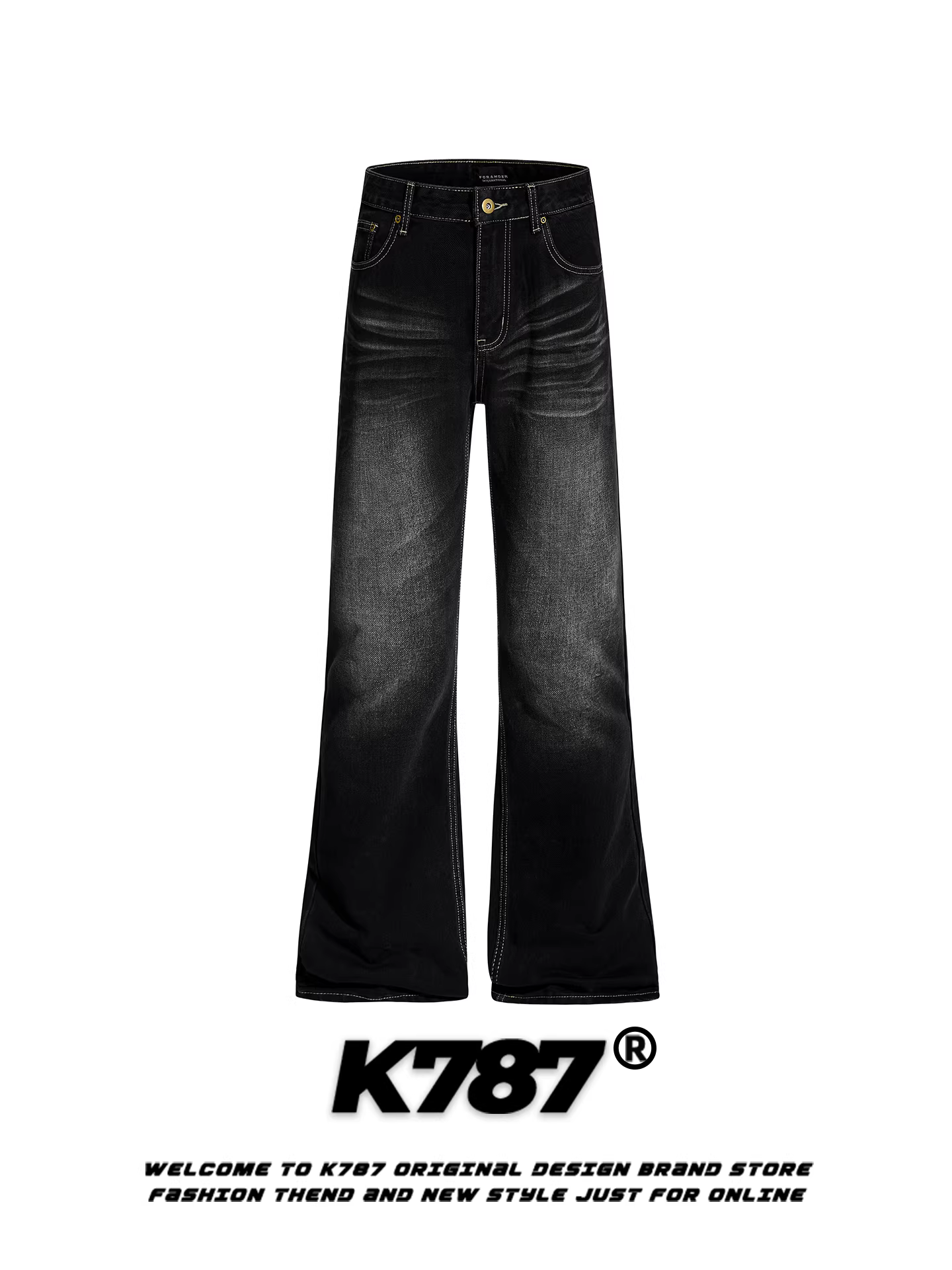 Quần jeans K787 kiểu Mỹ cổ điển, xước mài, dáng loe, dành cho nam và nữ, quần ống rộng xu hướng thời trang, cạp cao, tôn dáng.